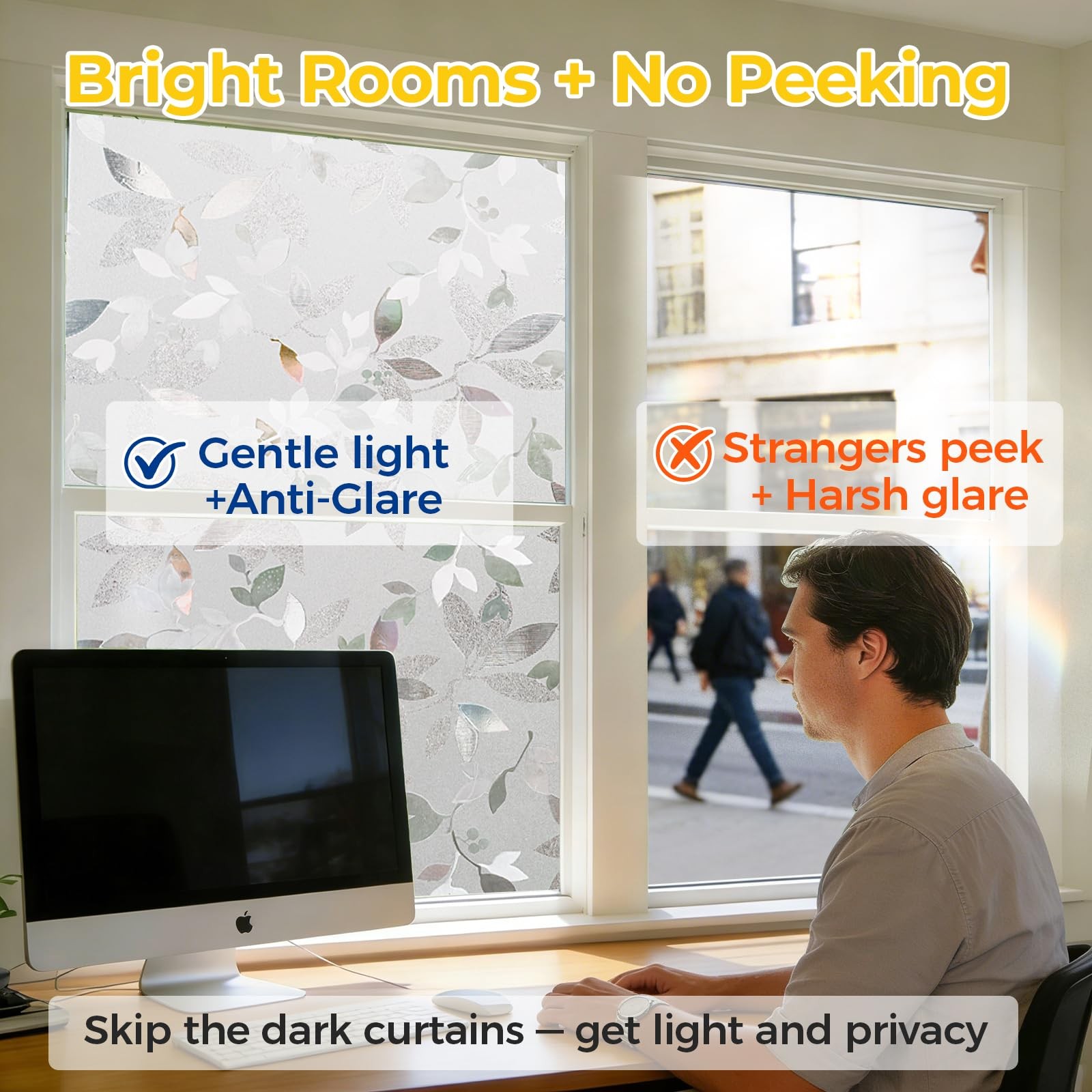 Window Privacy Film Decorative for Front Door, Bathroom Static Cling Stained …