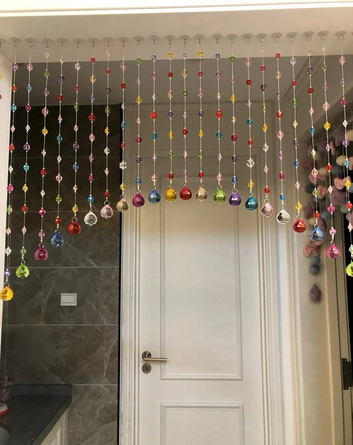 Crystal Beaded Curtain, Multicolor Hanging Door Decoration with Acrylic Balls, R