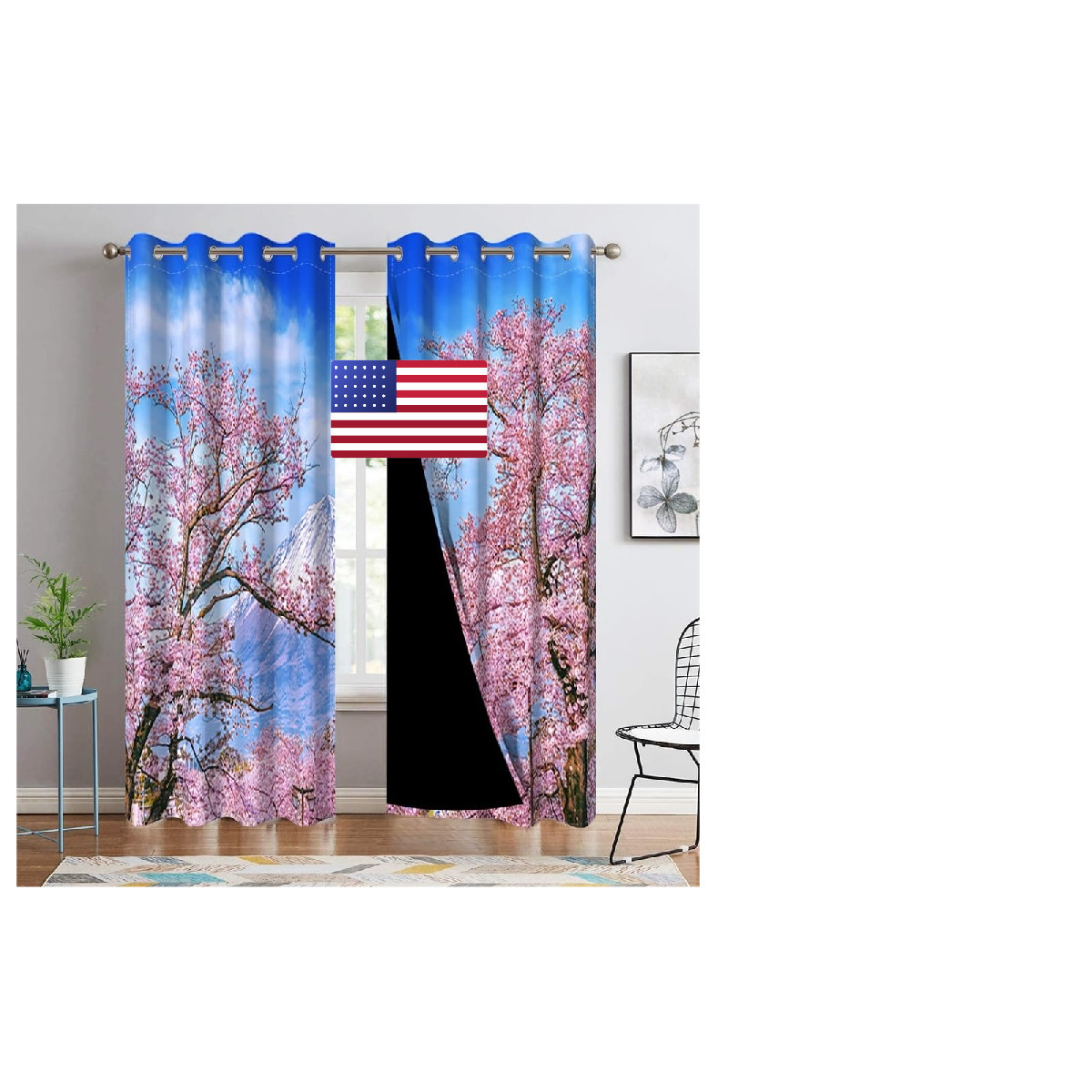 Dorcev Japanese Cherry Blossoms Window Curtains For Bedroom Living Room