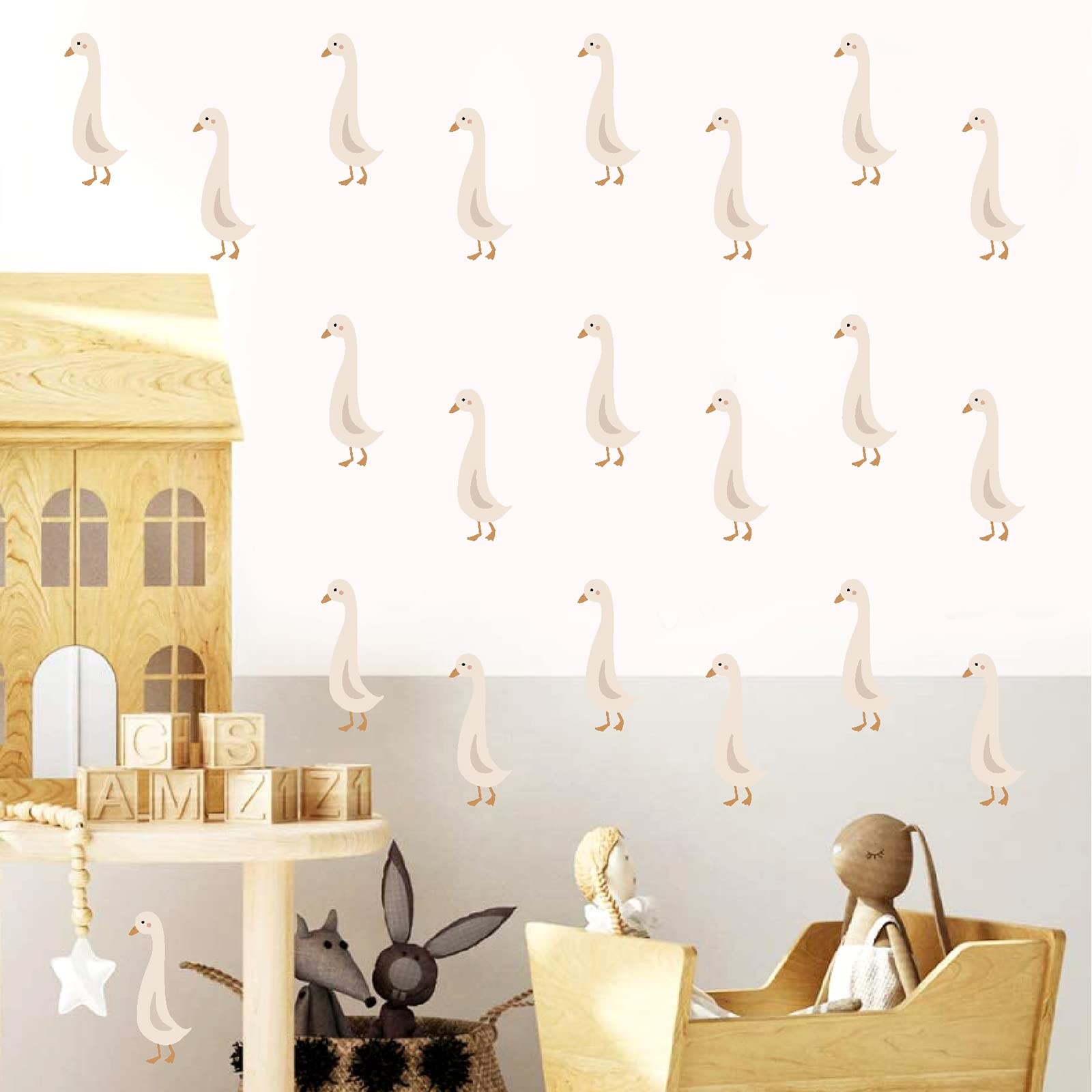 Cute Geese Wall Stickers Peel and Stick Goose Decals Funny Animal