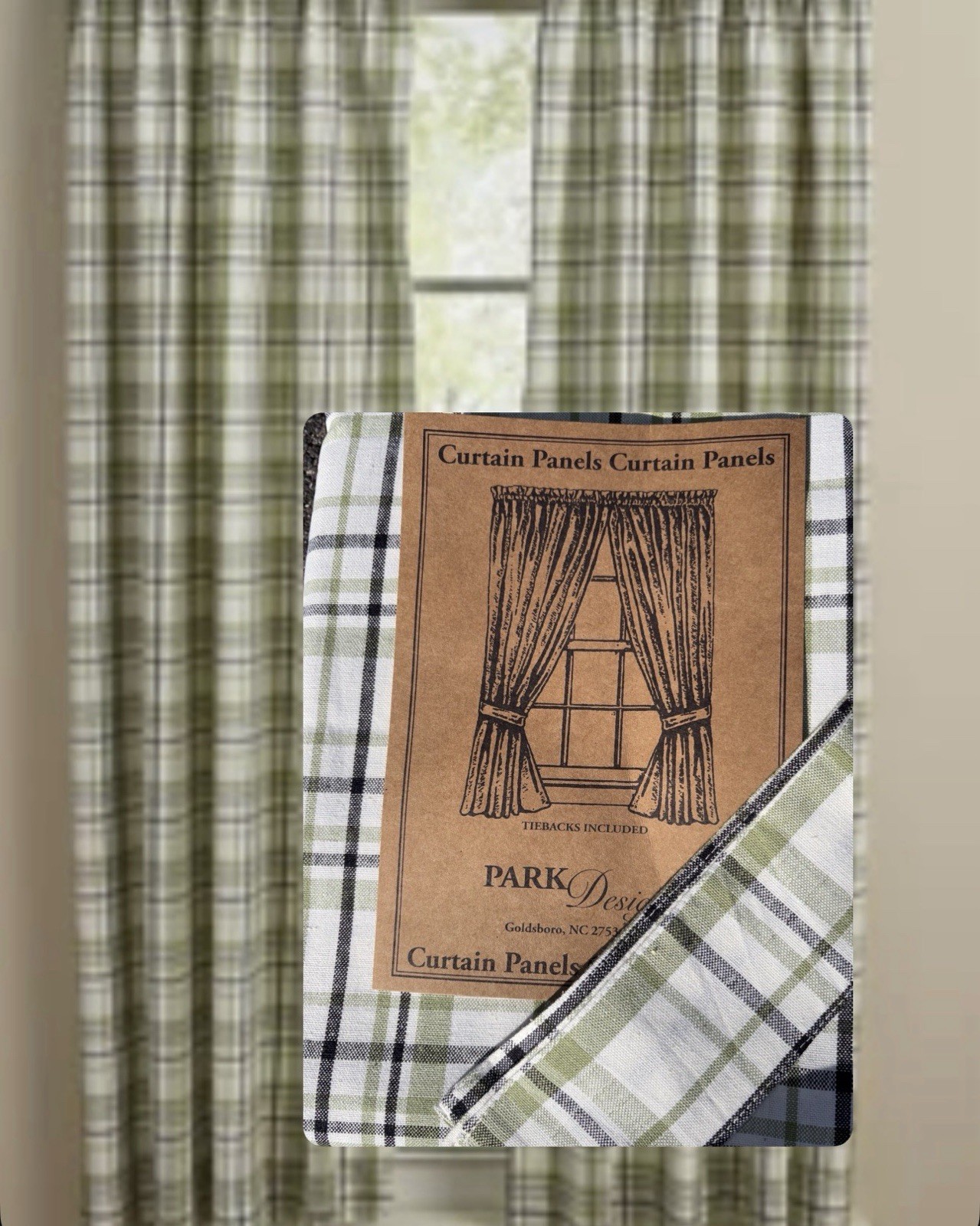 Park Designs New Time In A Garden Panel Curtains 72X63 Cotton W/tie Back Set