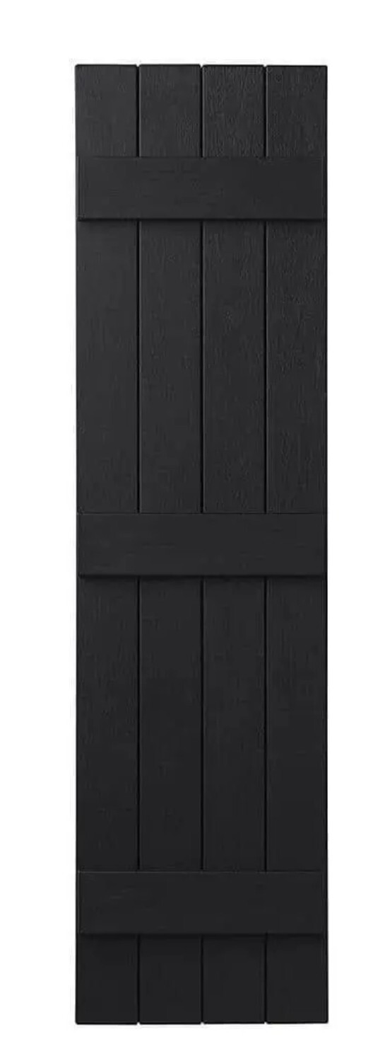 Ply Gem Board/Batten Shutter 15″x55″ 4-Board Polypropylene Straight Top In Black