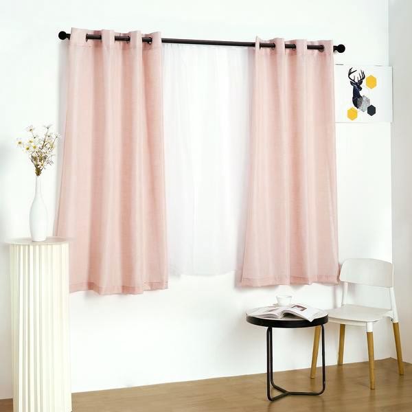 2 BLUSH 52″x64″ FAUX LINEN CURTAINS Chrome Grommets – Home Events Decorations