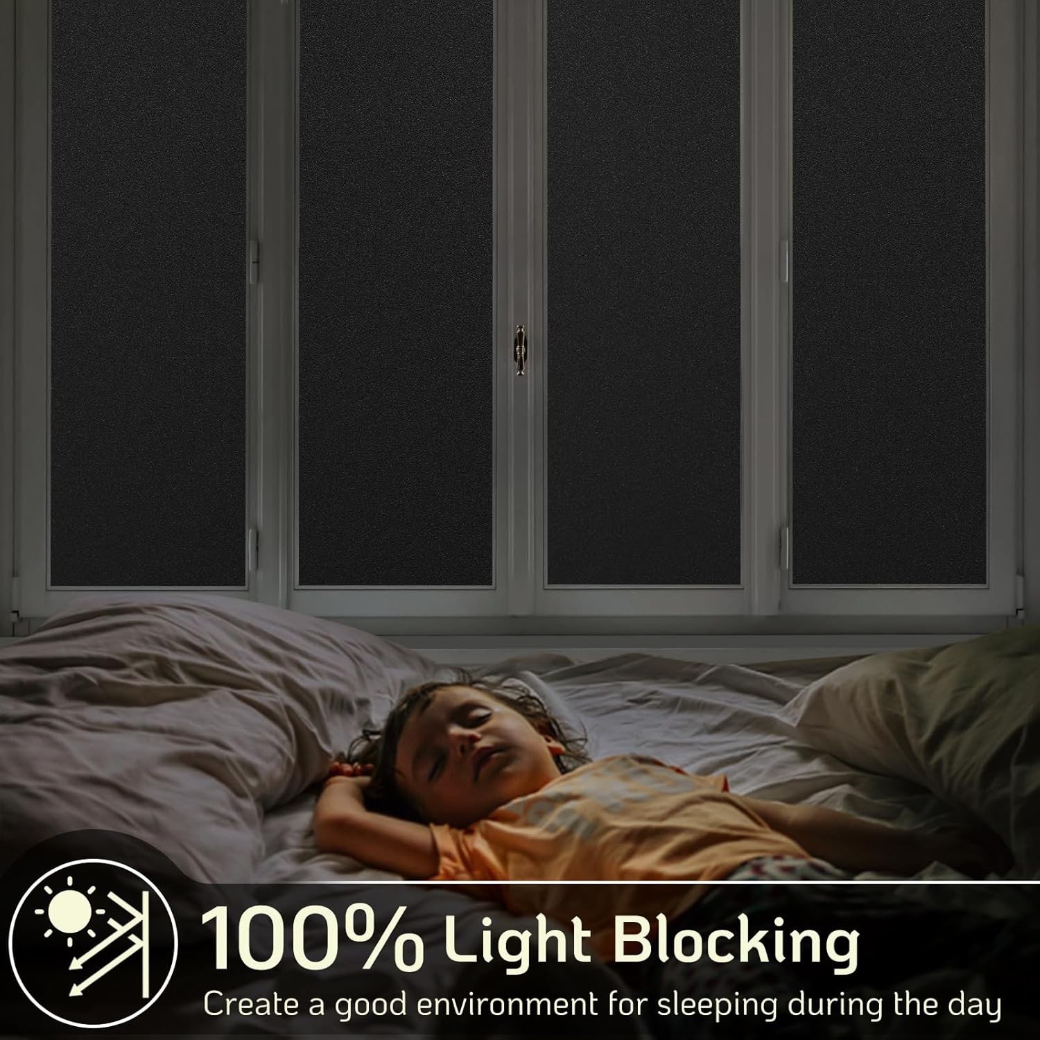 Static Cling Blackout Window Film 100% UV Blocking Thick Black Tinting Cover Set