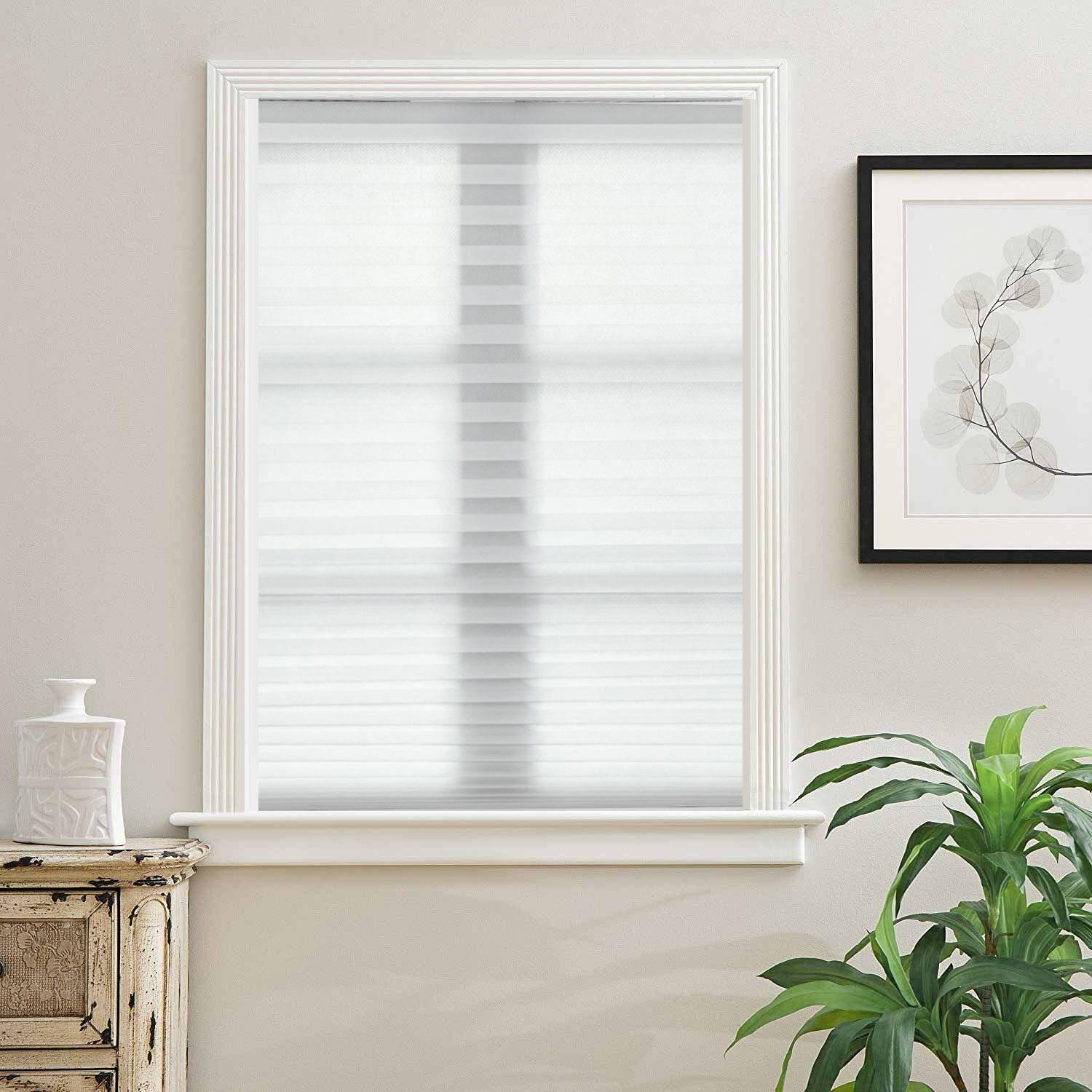 Light Filtering Pleated Non Woven Fabric Cordless Window Blinds 48″x72″