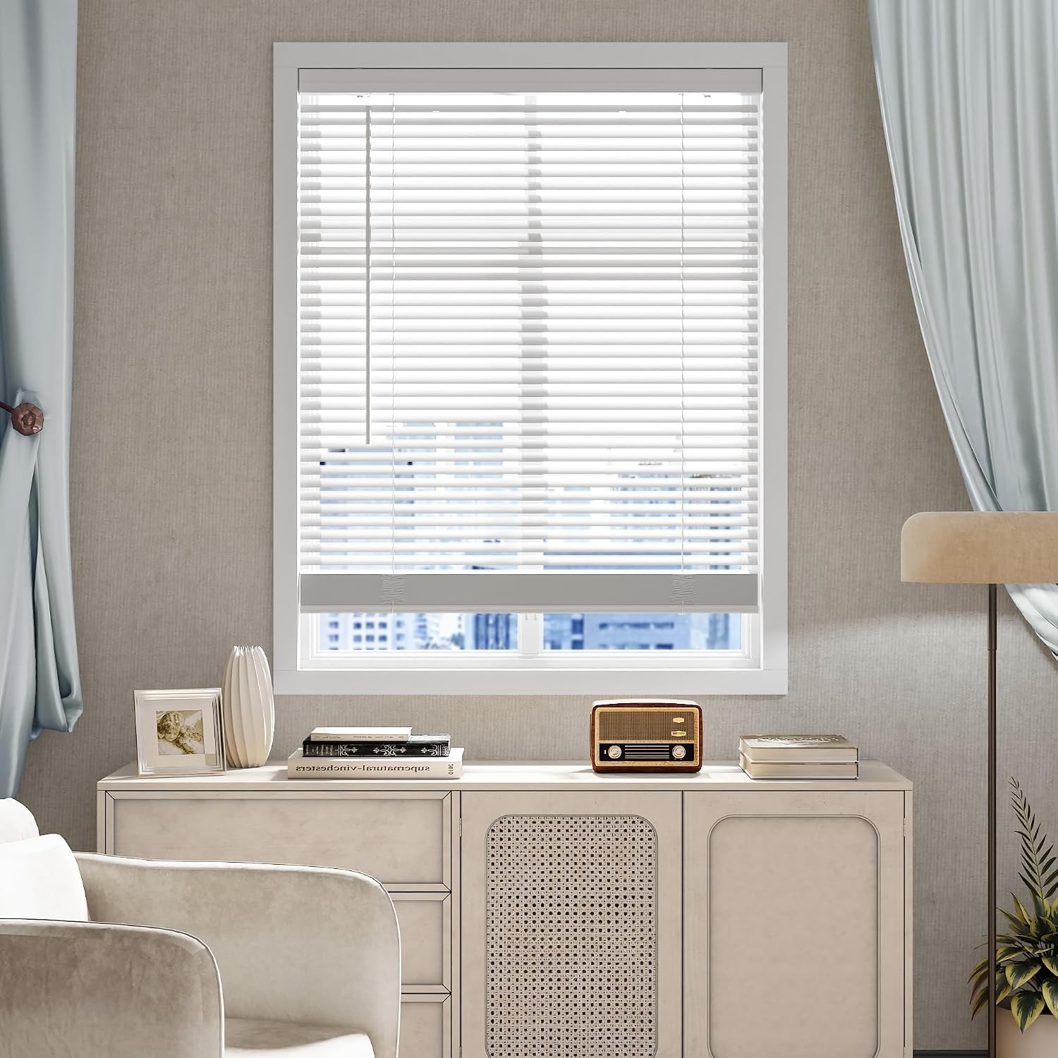 1″ Cordless Blinds Indoor Windows 35″ W X 64″ H Window Blinds Light Filtering