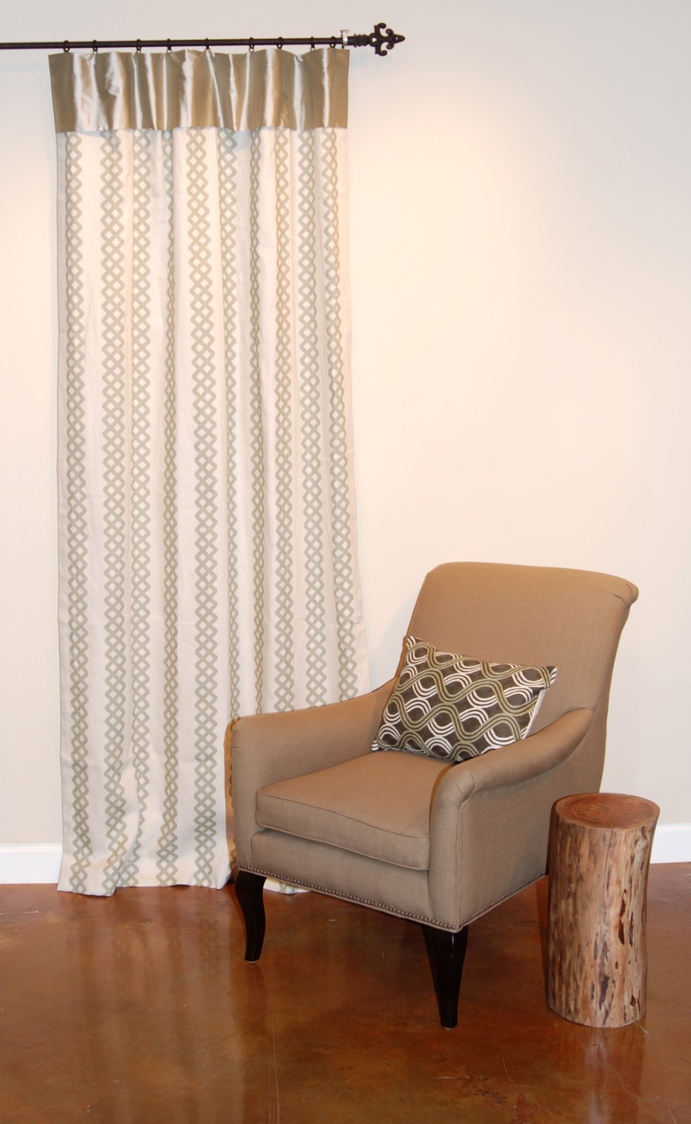 New Custom Drapery Curtains Linen With Silk Top Border 46” Wide x 96” Long.