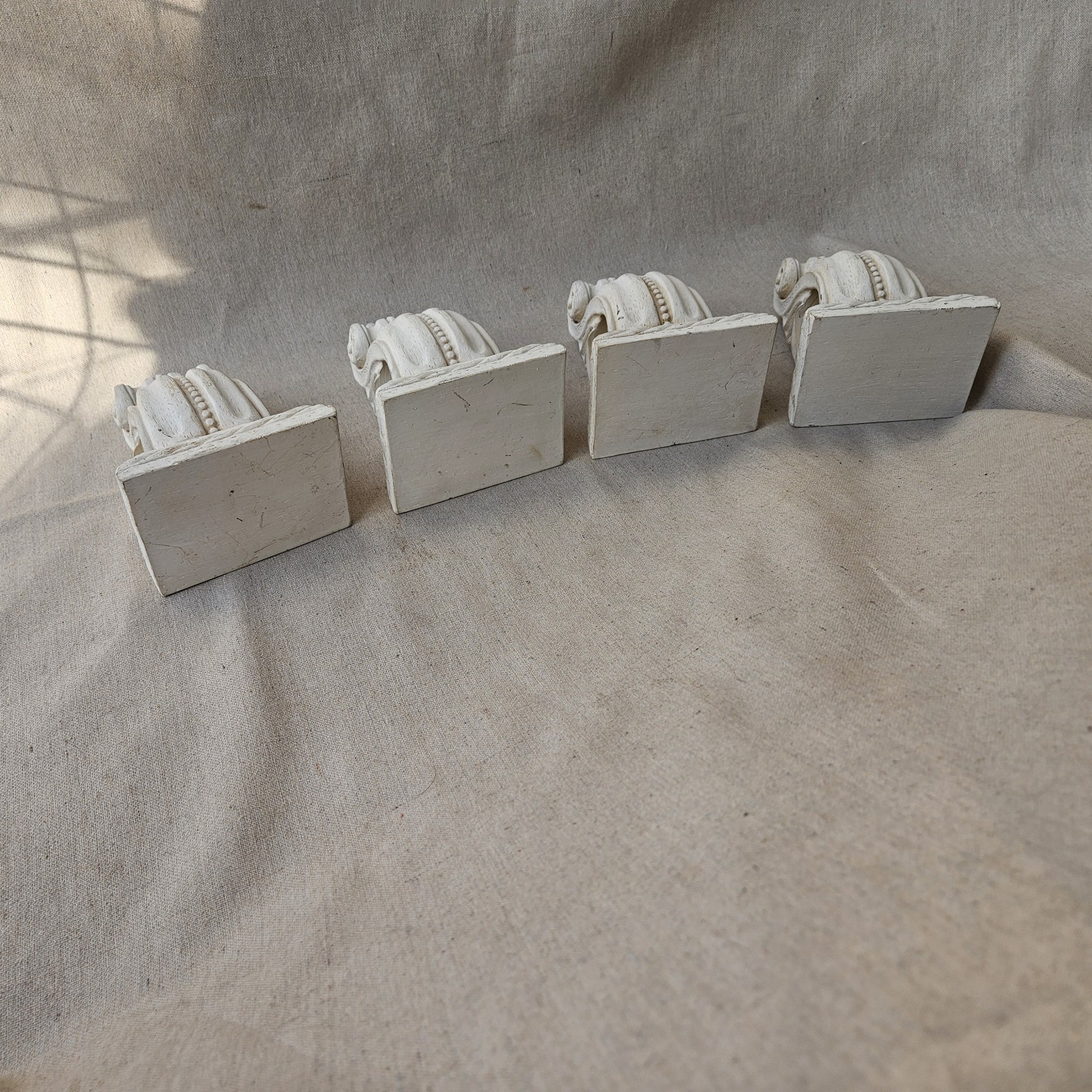 Set Of 4 Decorative Corbels Curtain Rod Holders Ivory Window Decor