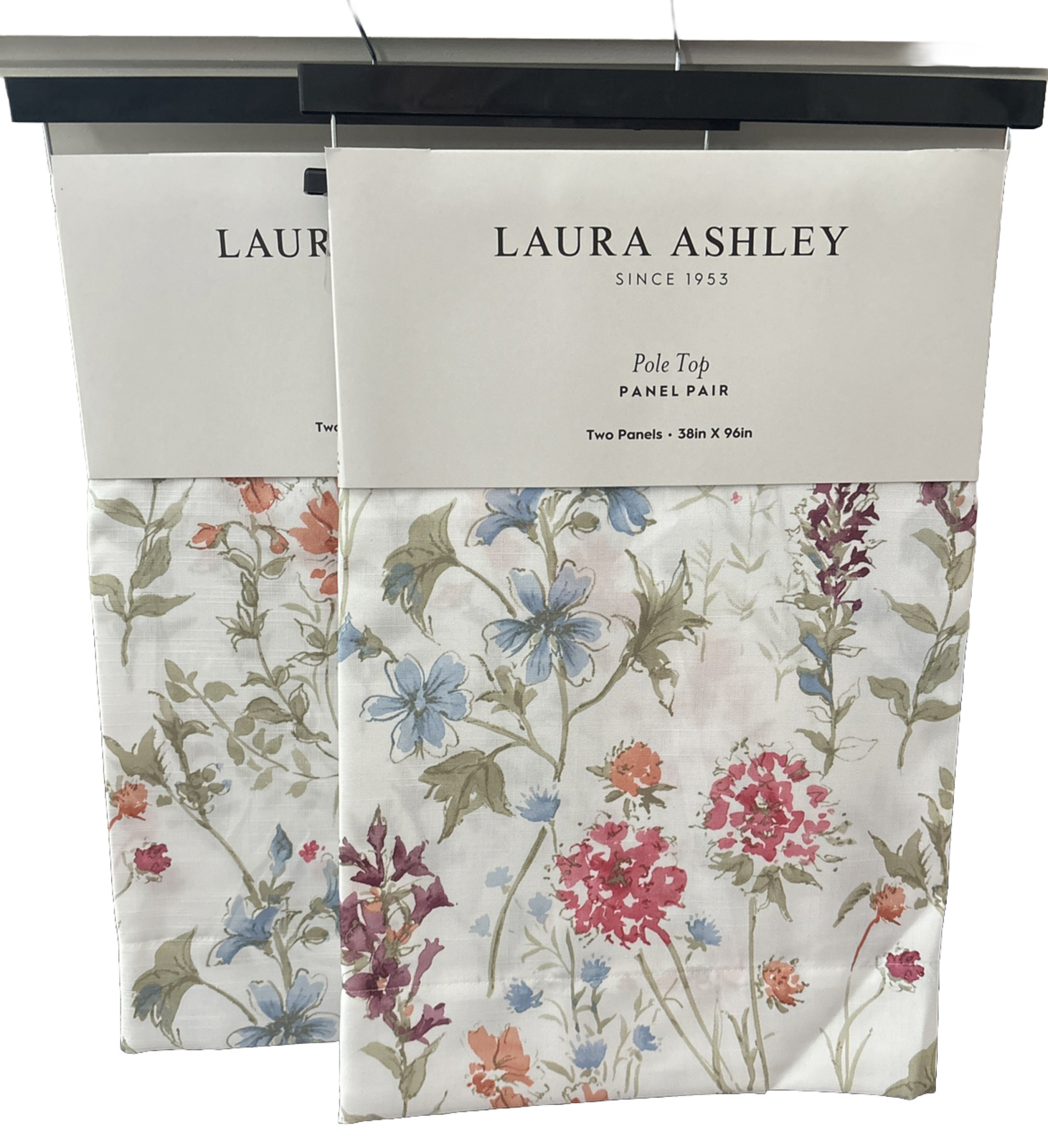 Laura Ashley Wild Meadow Floral 4x Window Curtains Pole Top Panel Drapes 38×96