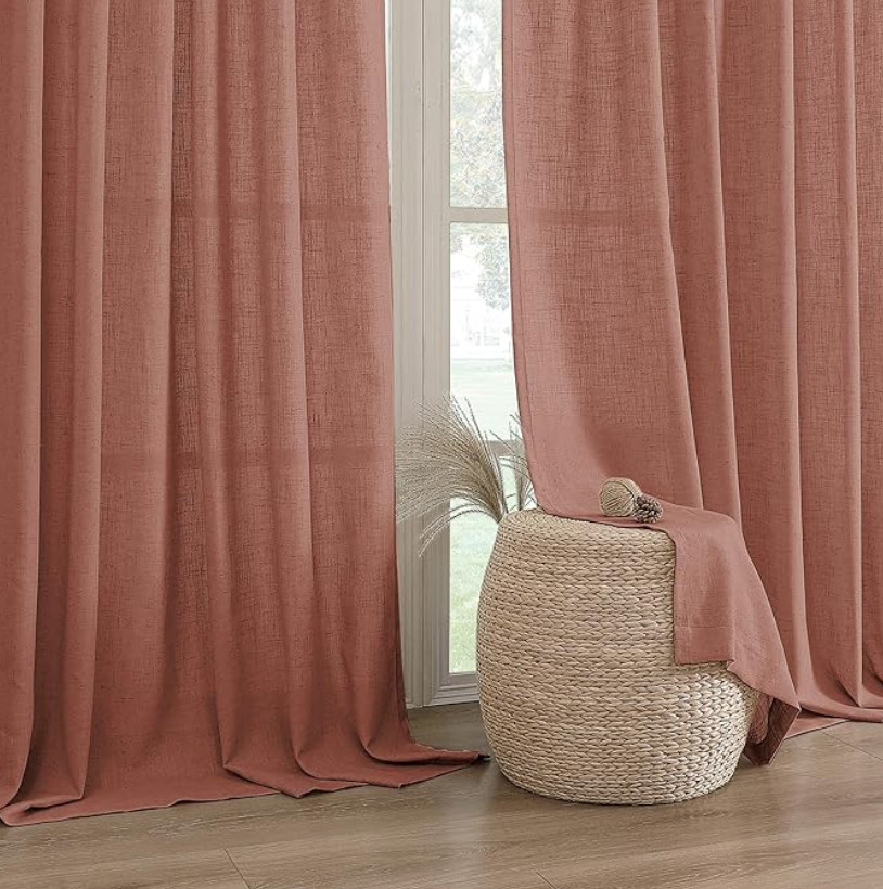 Linen Blend Curtains 52 x 96 inches Terra Cotta Clay Grommet top