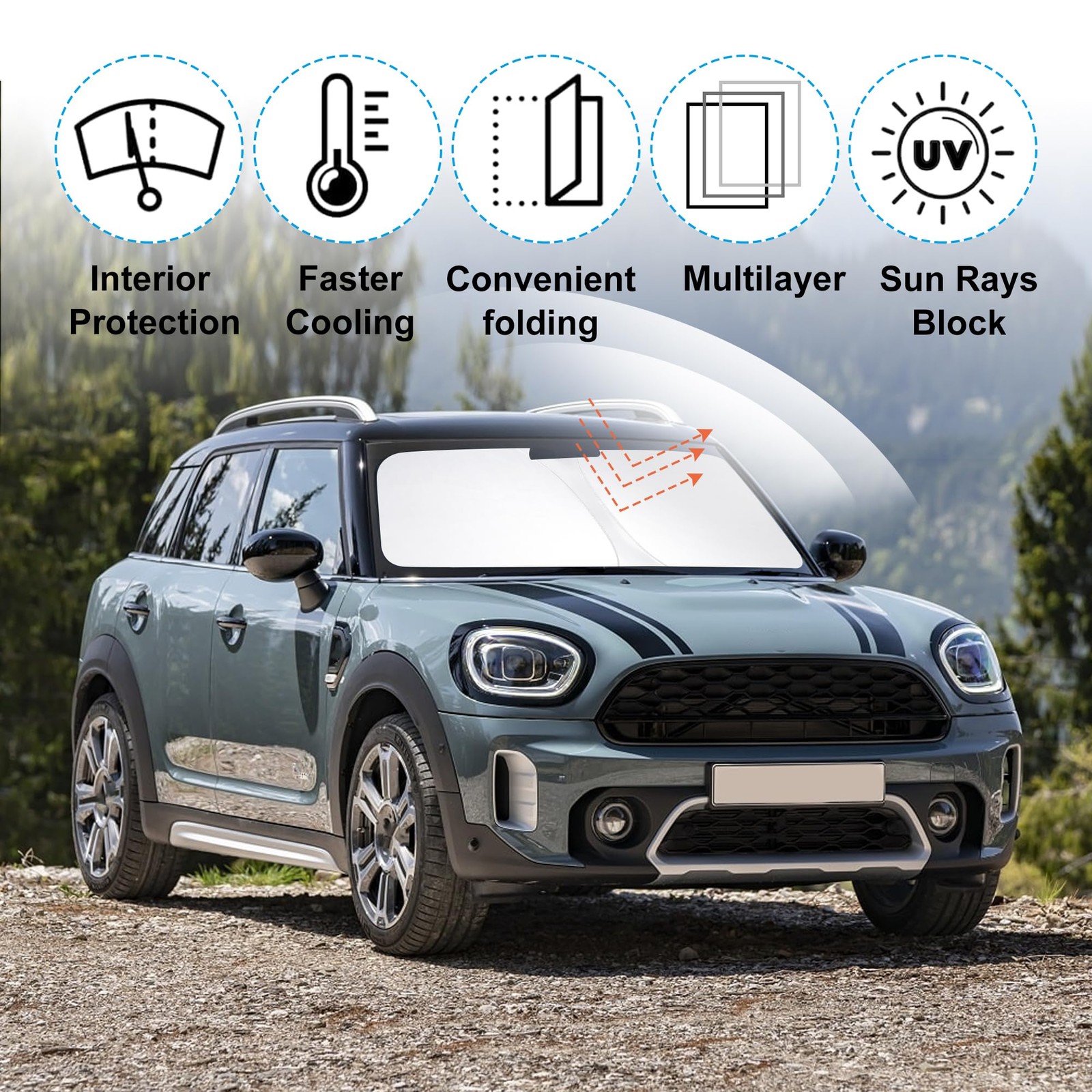 TINGLU Sun Shade for Mini Countryman Cooper F66 SUV 2017-2026, Black