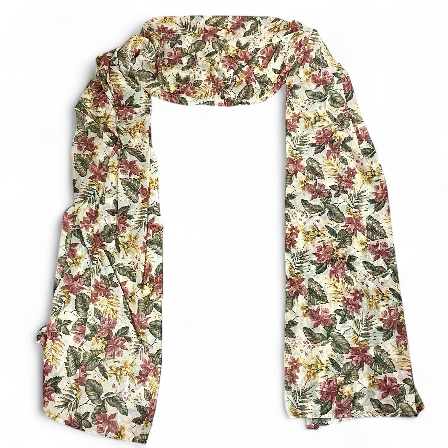 Floral Sheer Fold Over Curtain Panels Set Of 2 Tropical Flowers On Ivory Valance