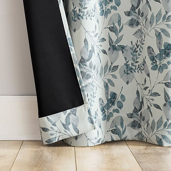 Sun Zero Milford Blackout Curtain Panel 40×108 Light Blue Leaf Grommet Top
