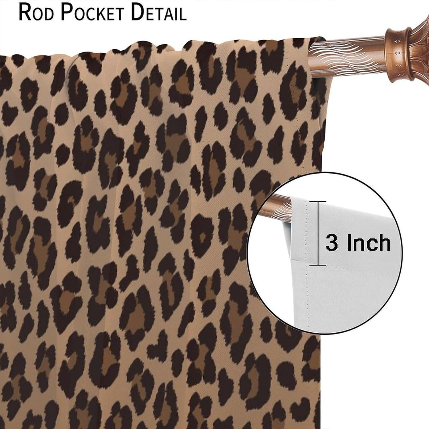 Leopard Print Blackout Curtains, 84″x84″ 2 Panel Set for Wild Home Decor