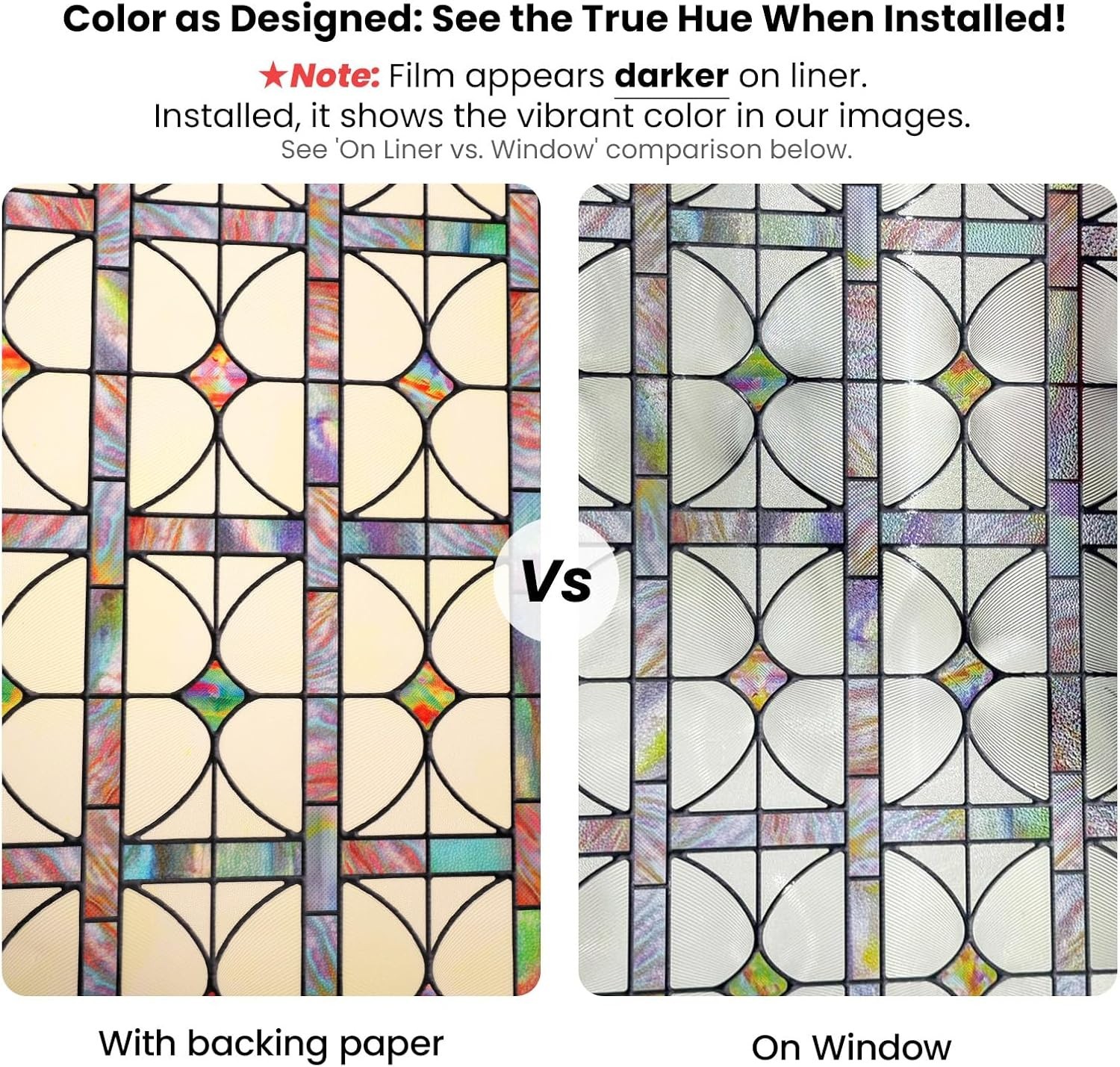 3D Stained Glass Window Film, Decorative Window Privacy Film for Bathroom,Fro…