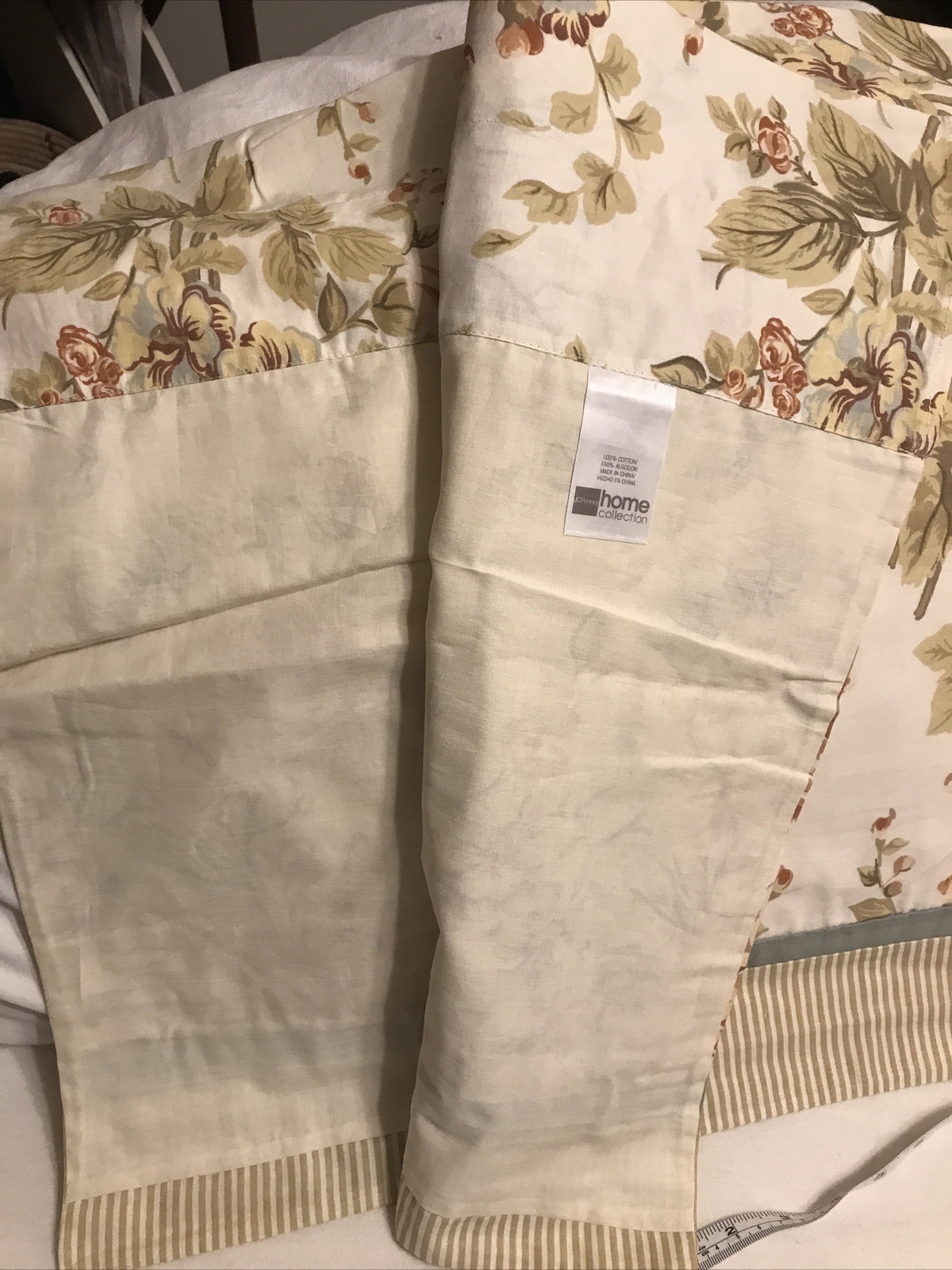 Vintage JC Penny Floral & Striped Valance 20.5″ L x 80″ W EUC