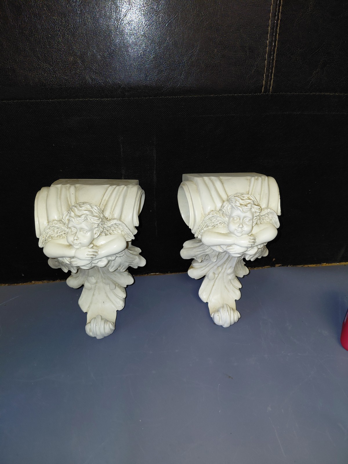 Set of (1 Pair) VTG Angel Drapery Curtain Rod Wall Sconce Corbel Swag Holders