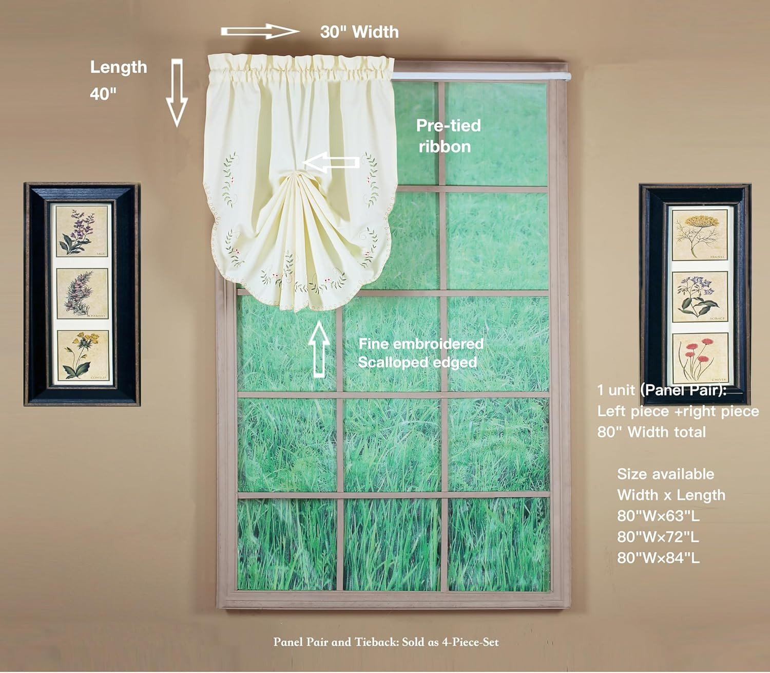 , Forget-Me-Not Fan Insert, Ecru/Rose, 30″ W X 40″ L