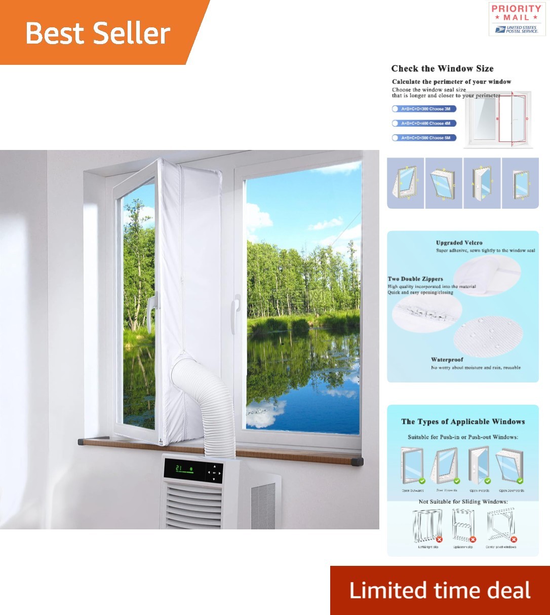 Casement Window Seal Kit 400CM Waterproof Easy Install for AC Units White Color