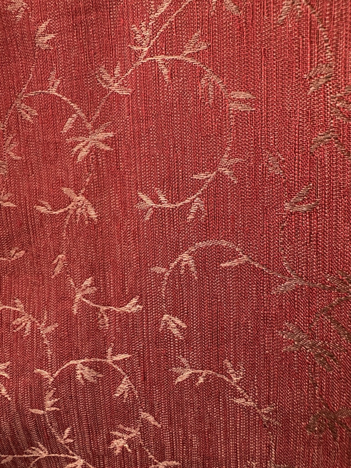 Single Narrow Panel Vntg Curtain Rust Gold Leaf Print Rayon Blend 38″ x 85 1/2″
