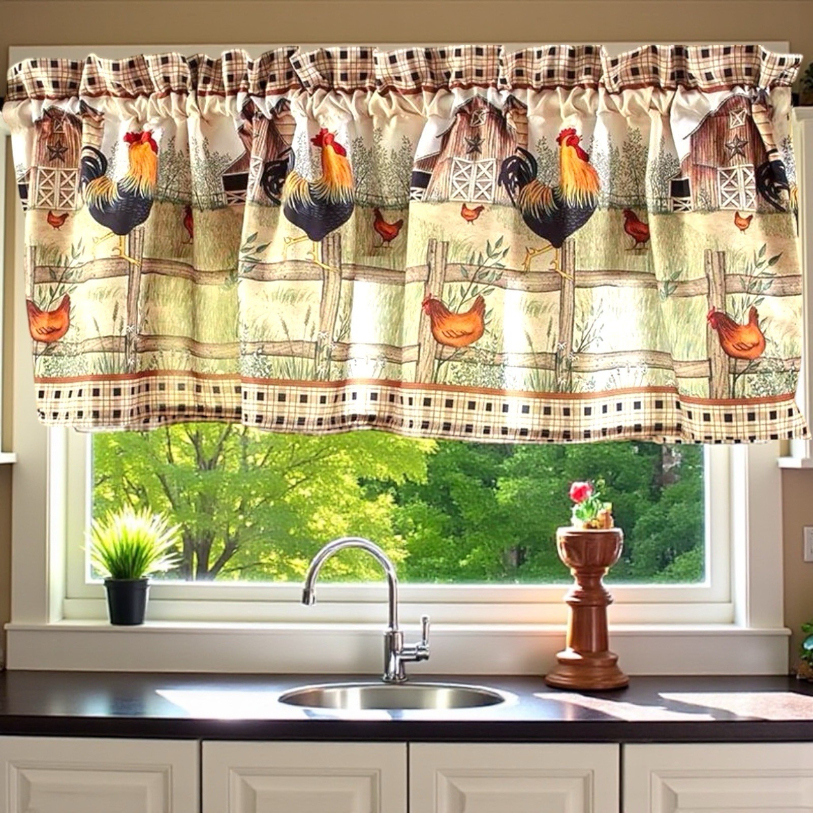 Avanti Linens Farm Ruffled Valance Curtains by Linda Spivey 60” L x 18” W New