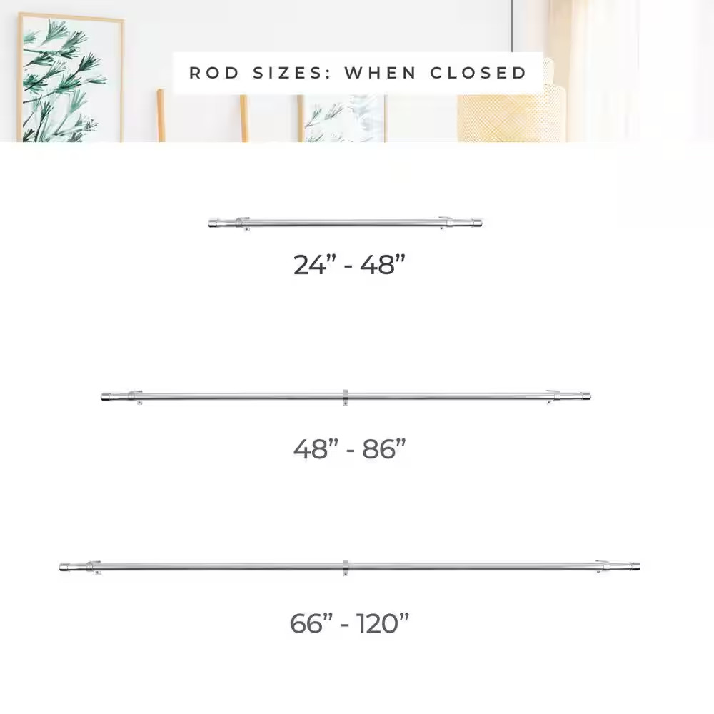24 In. – 48 In. Telescoping 3/4 In. Single Curtain Rod in Ellis Satin Nickel