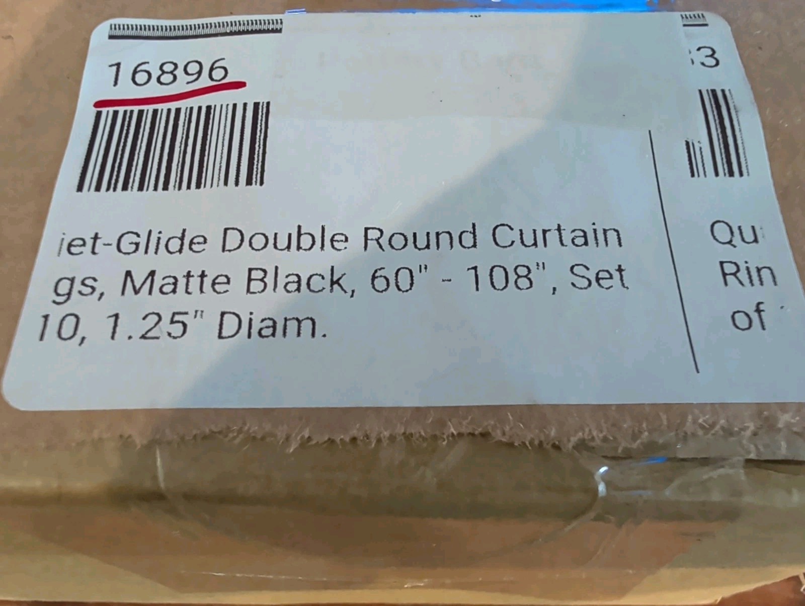 POTTERY BARN Set/10 Quiet-Glide Double Curtain Rings-1.25″-Matte Black -OPEN BOX