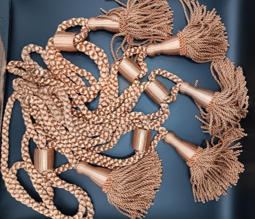 Tassel Tiebacks, Gold – Six Pieces – Pre-owned – 22 1/2 inches