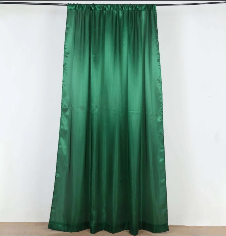 ❤️ HUNTER GREEN BRIDAL SATIN CURTAIN 10ft DRAPE PANEL BACKDROP 60″ wide x 84″ L
