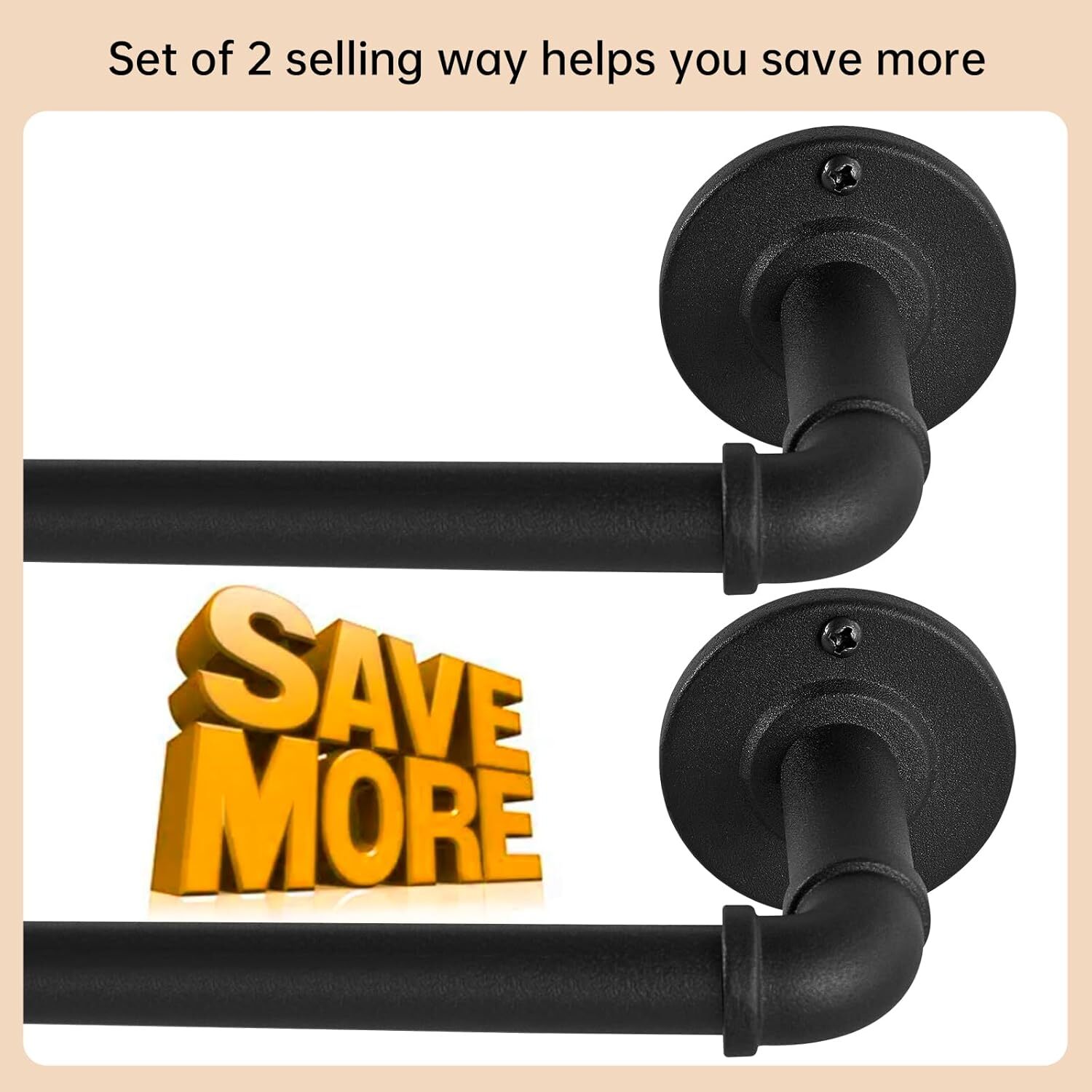 2 Pack Industrial Curtain Rods for Windows 28 to 48 Inches, Blackout Wrap Aro…