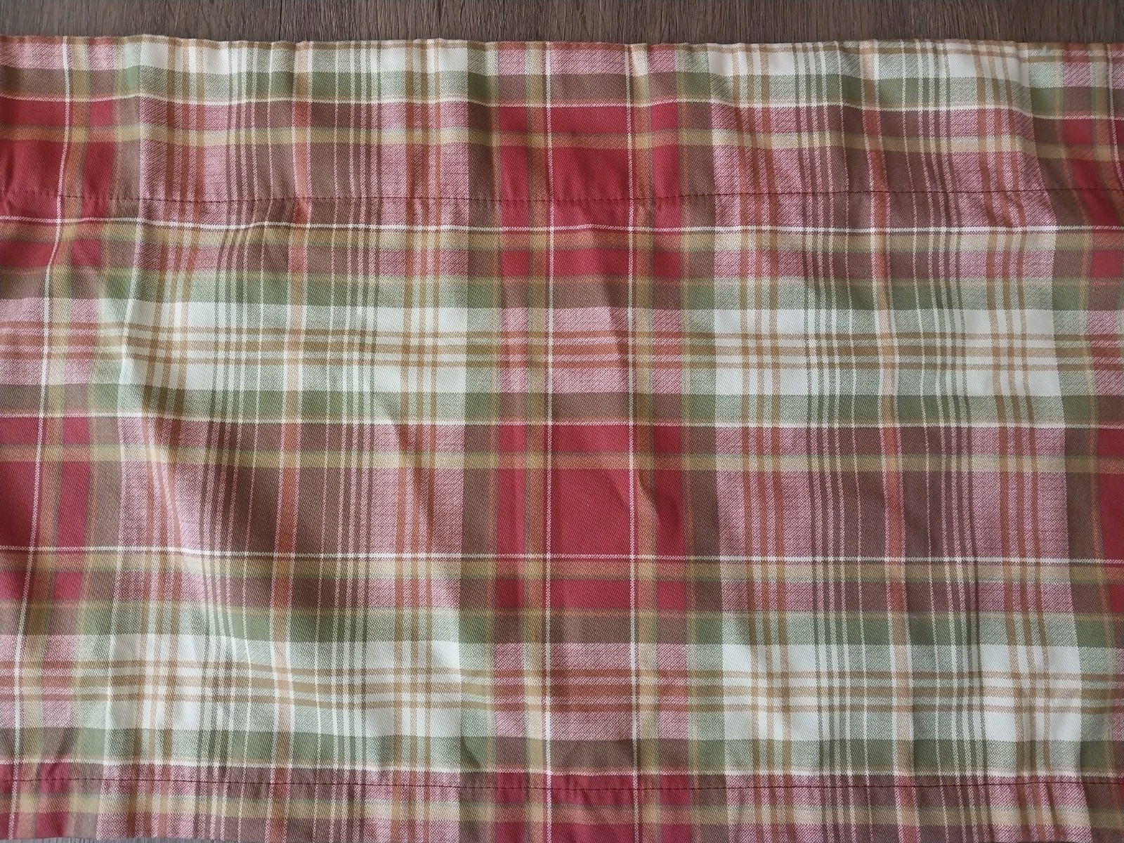 (3) Burgandy Sage Green & Cream Plaid Curtain Valances 58″ X15″ Springs Global