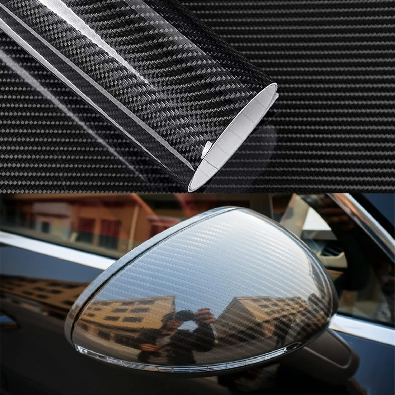 Carbon Fiber Vinyl Wrap 10Ft X 1Ft Self Adhesive Film, Black Vinyl Wrap Bubble F