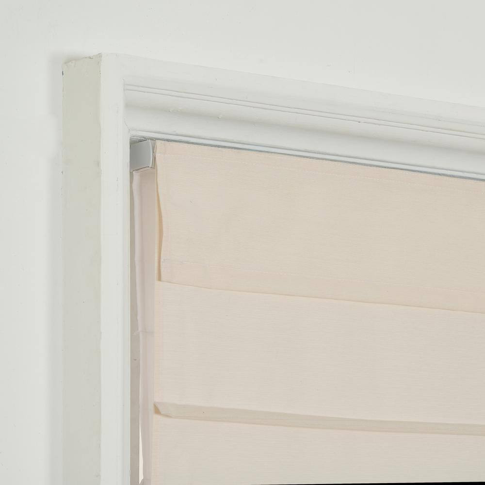 Ivory Cordless Light Filtering Fabric Roman Shade 23 In. W X 64 In. L