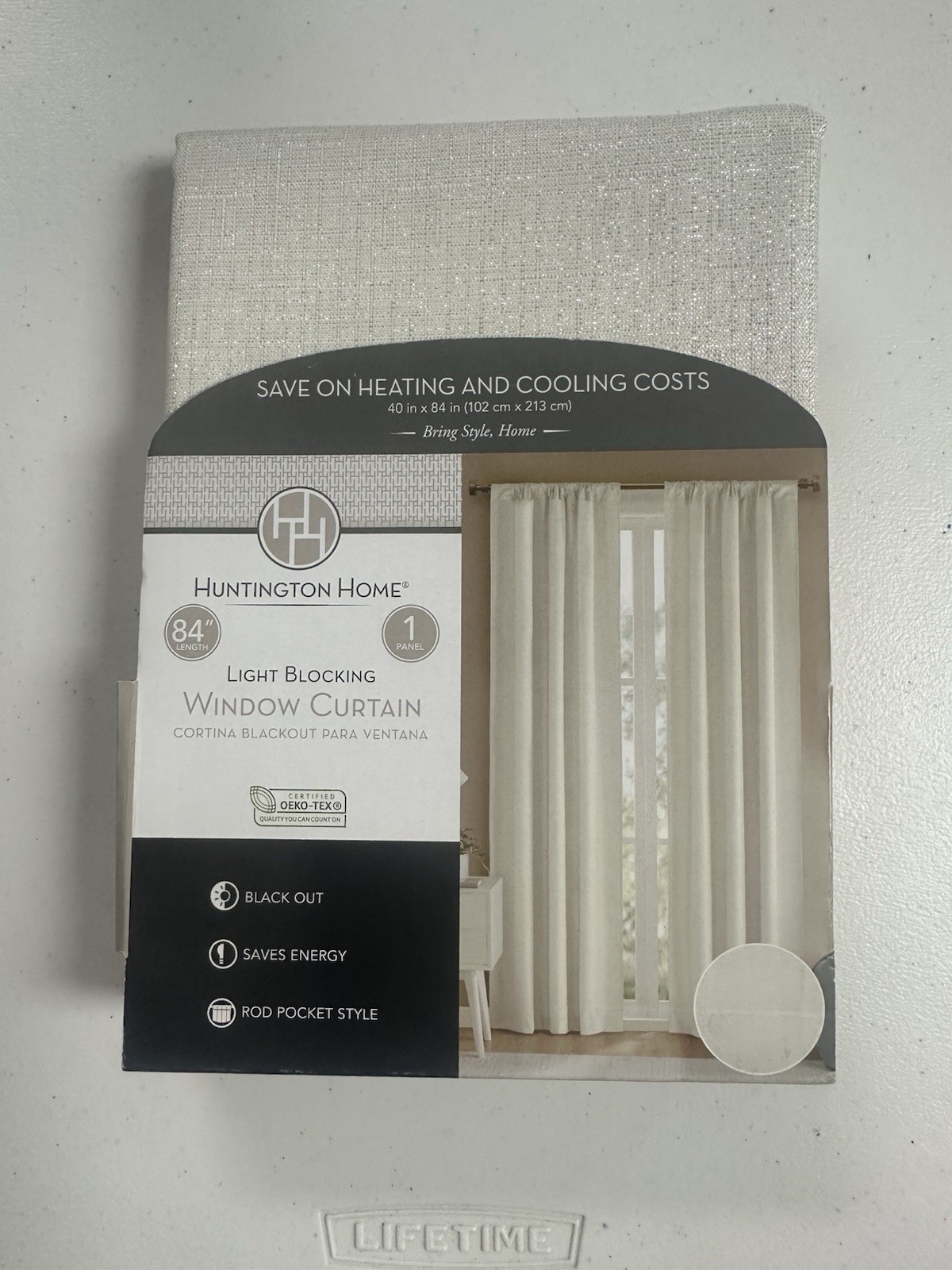 Huntington Home, Light Blocking Window Curtain, NEW, 40 in x 84 in, Silver