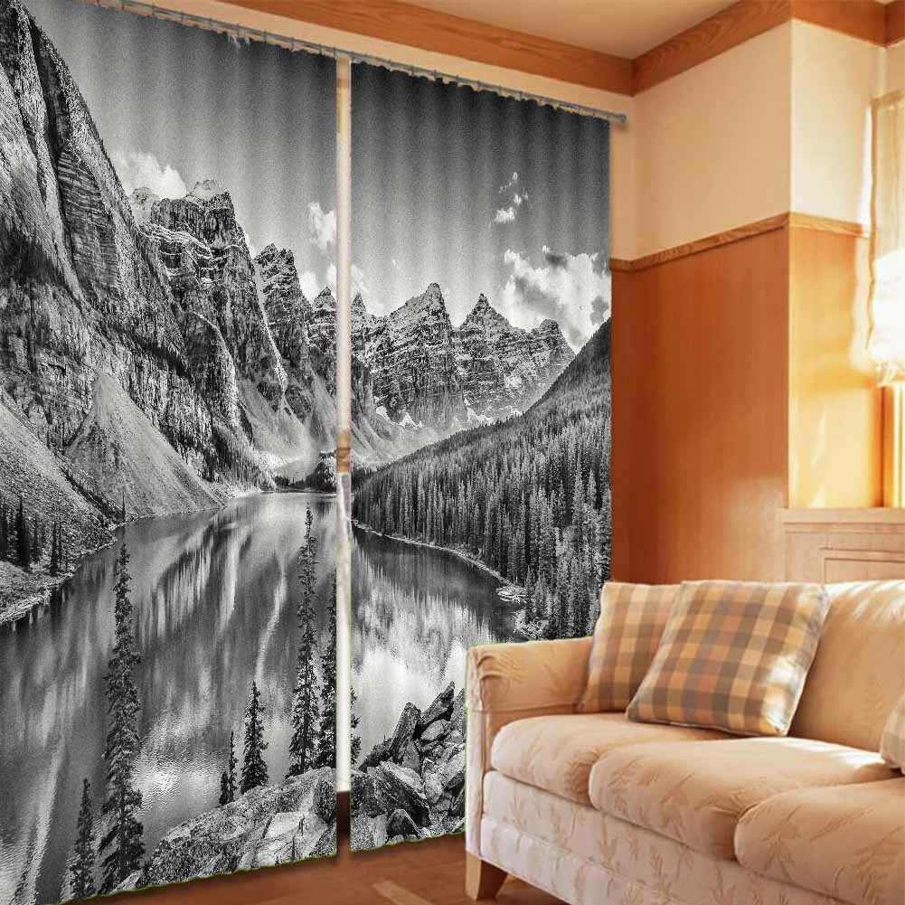 Grey Intelligence Sky 3D Curtain Blockout Photo Printing Curtains Drape Fabric