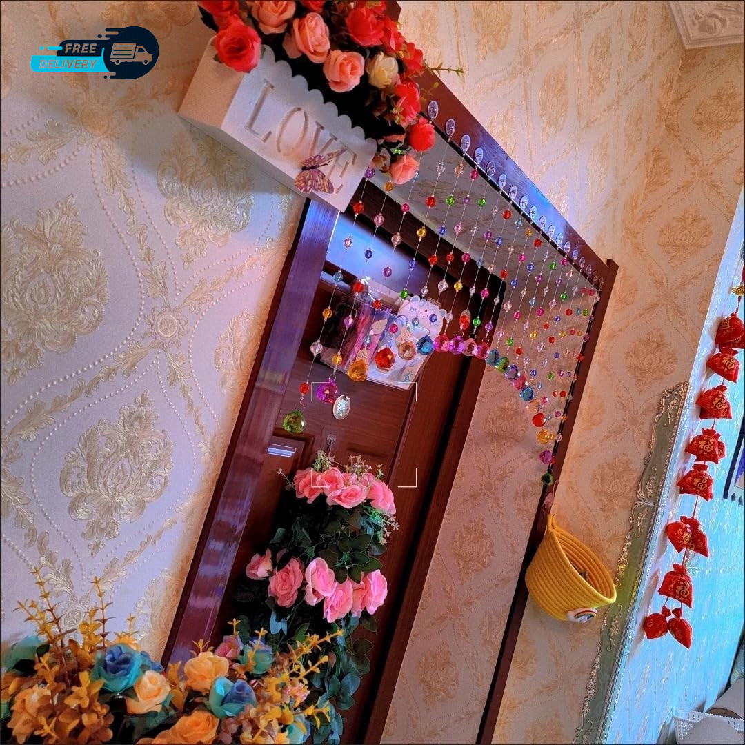 Crystal Beaded Curtain Multicolor Hanging Door Decoration Acrylic Balls Rainbow