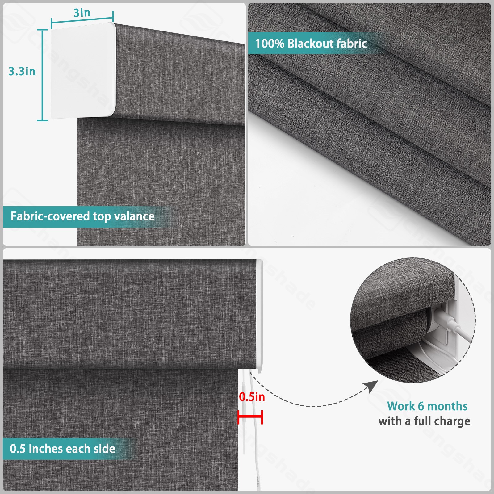 Changshade Blackout Smart Roller Shade with Remote Control Automatic Window Shad
