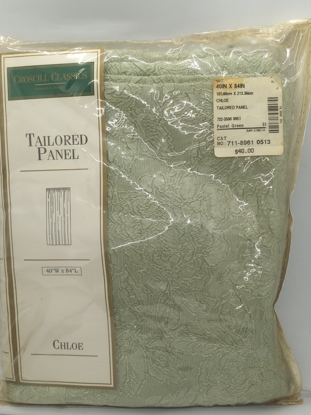 Croscill Classics Chloe Tailored Panel Green Style 94m 84lx40w Vintage JcPenny