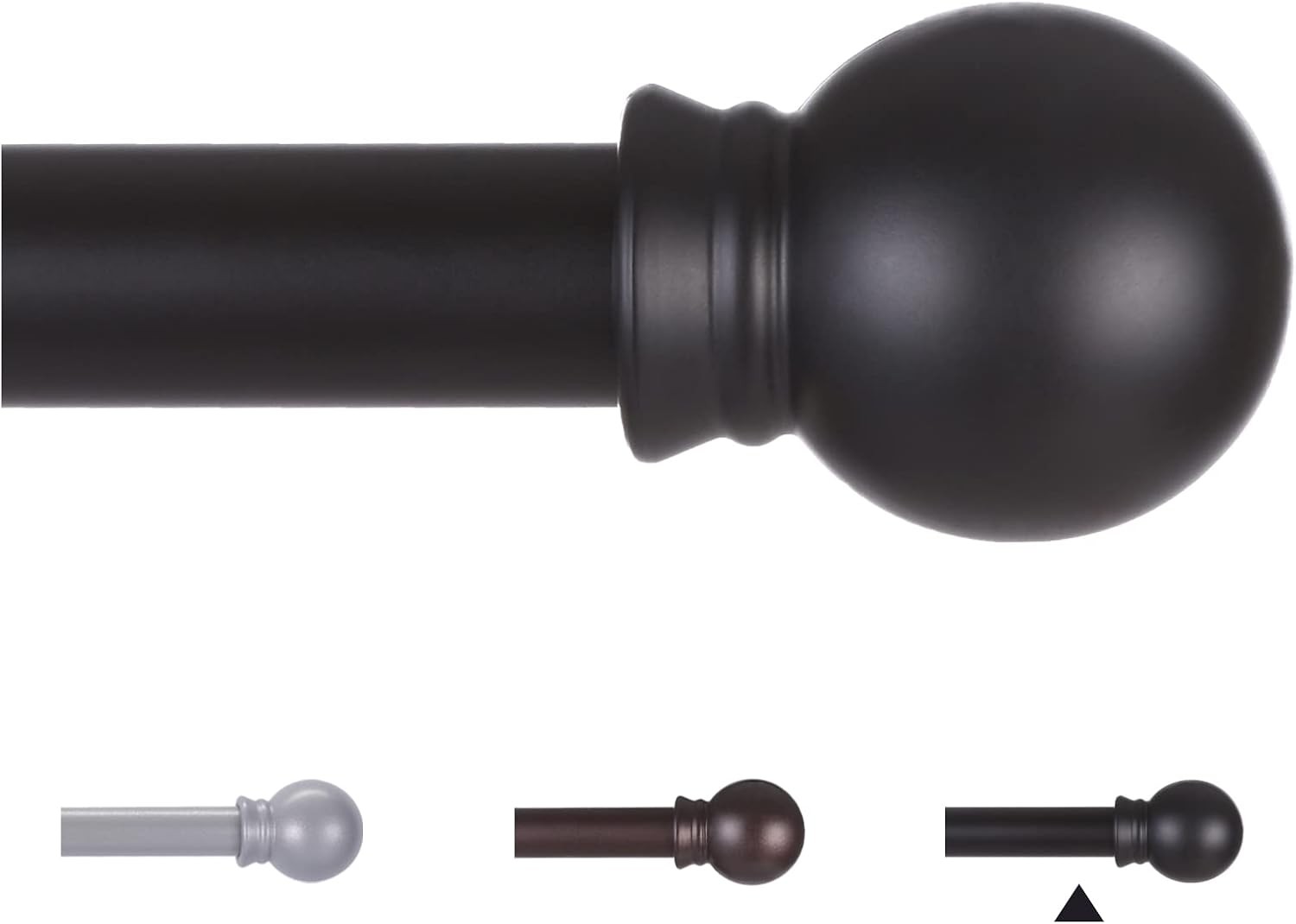 Curtain Rods for Windows 48 to 84-92 inch, 5/8″ Matte Black Curtain Rod,