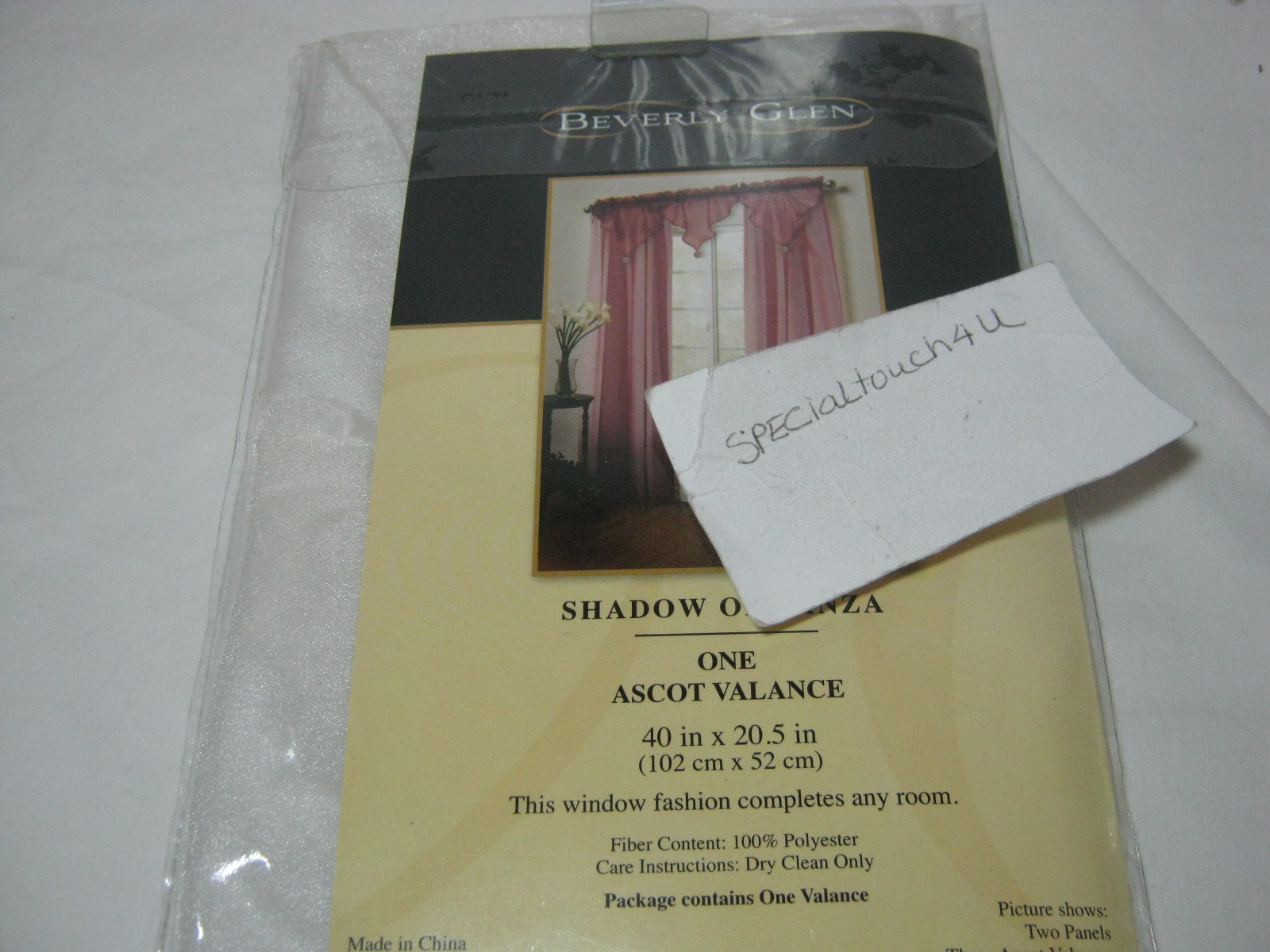 New Beverly Glen White Shadow Organza Ascot Window Valance 40×20.5 NIP