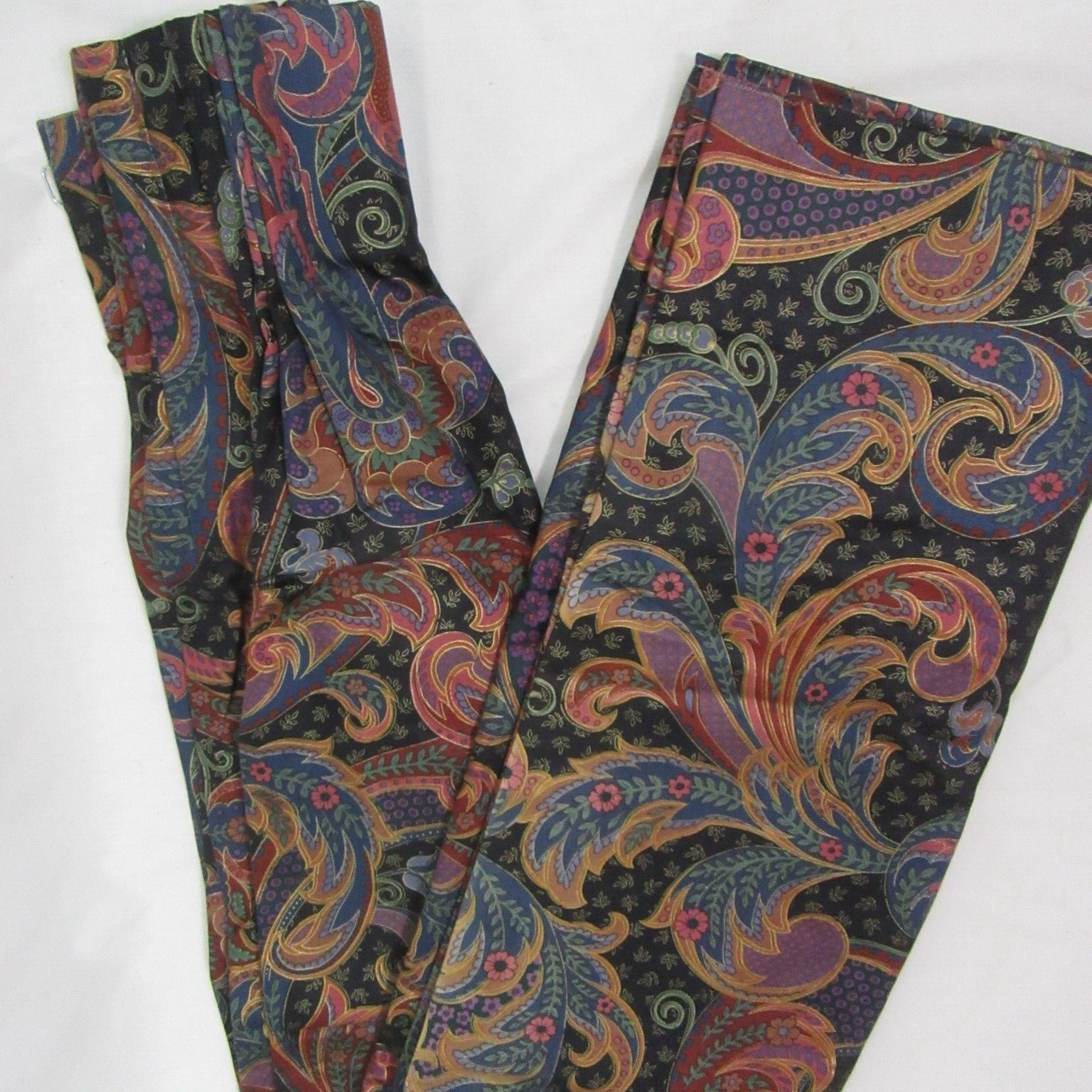 Interior Fabric Design Paisley Black Custom 2pc 64×63 Pinch Pleat Drapery Panels