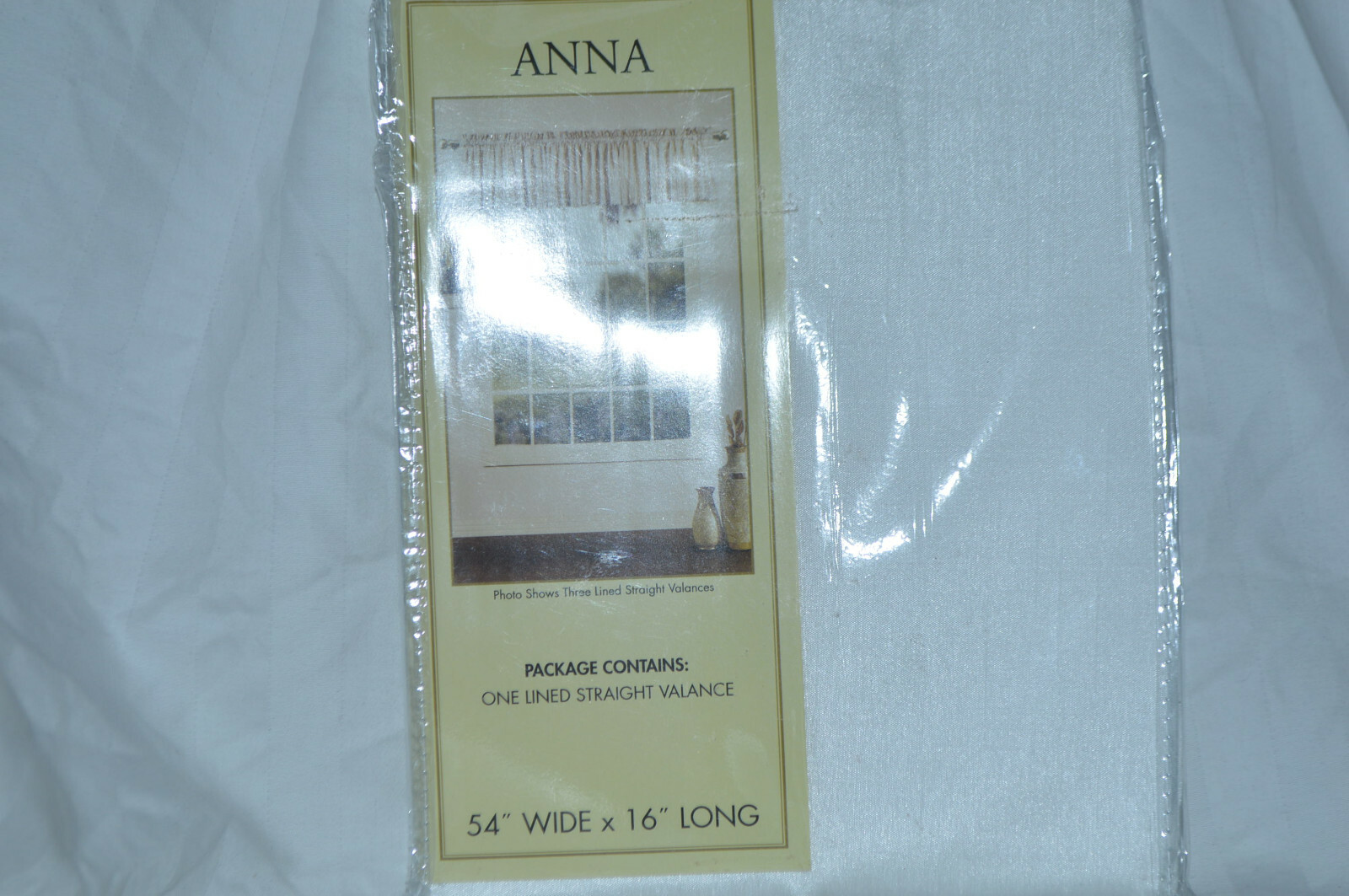 Anna Lined Straight Valance One White 54IN. W x 16IN. L. NIP
