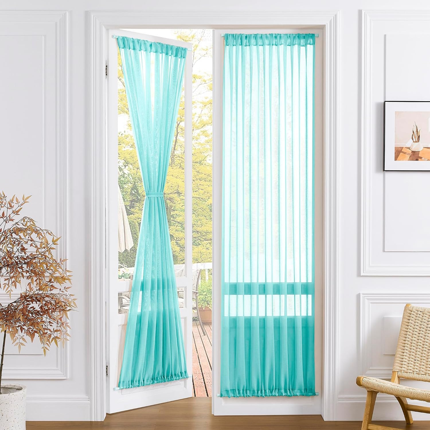 Sheer Door Curtains Closet Linen Textured Curtains Sheer Doorway Light Filtering