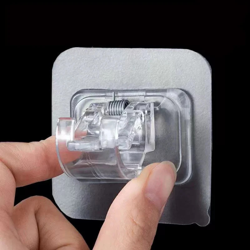 Self Adhesive Rail Hooks Nail-Free Curtain Clamp Rods Clips Hook Adjustable Show