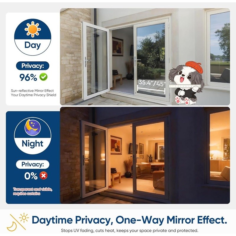 Static Cling Privacy Window Film UV Heat Protection Easy Install Home Office New