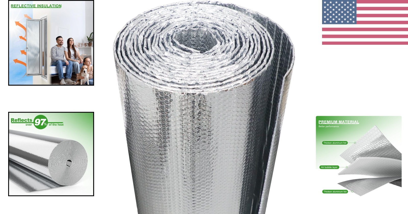 Winter & Summer Window Insulation Kit: 48” x 10ft Reflective Heat Barrier