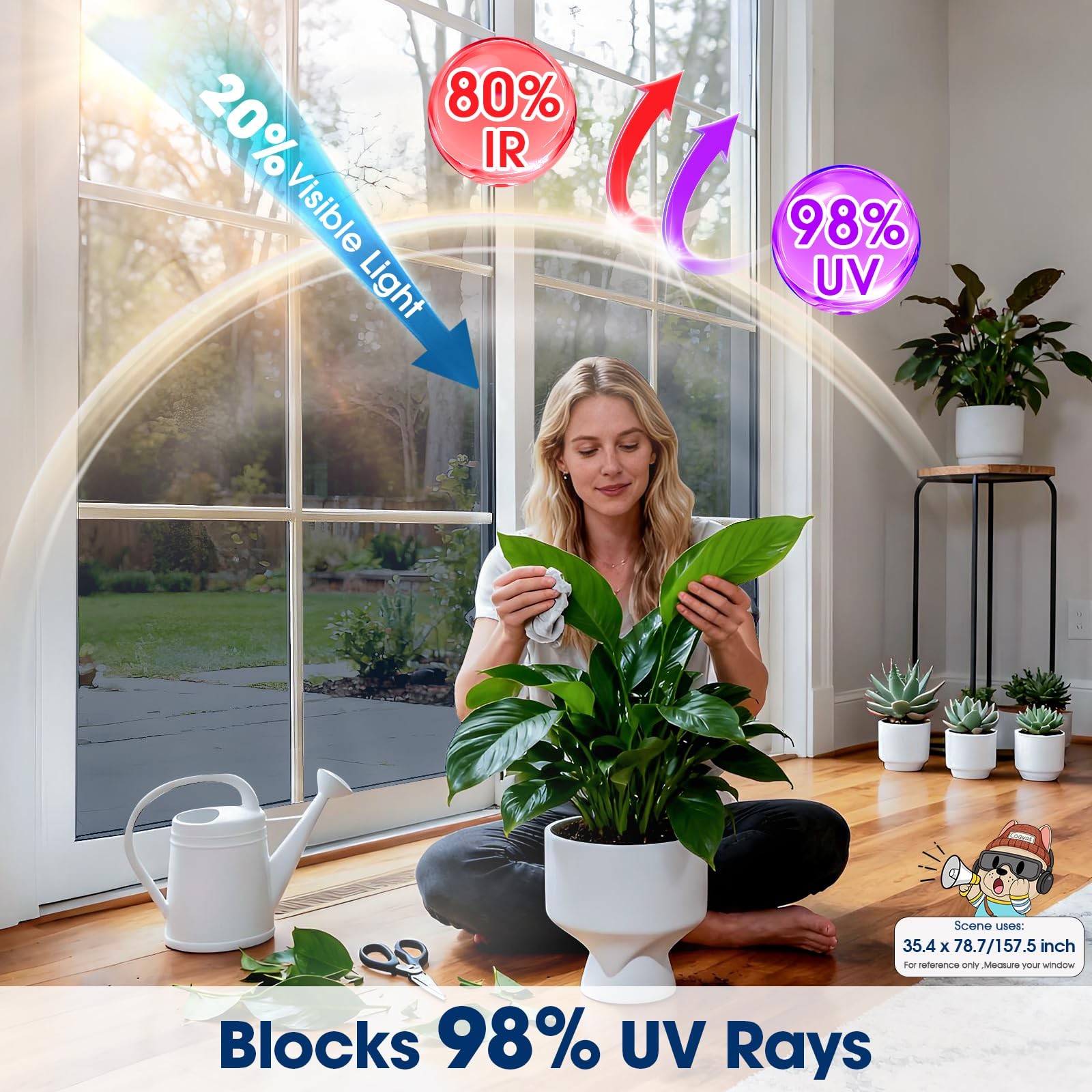 Coavas One Way Privacy Window Film, Heat 17.5 x 78.7 Inch, Black-silver