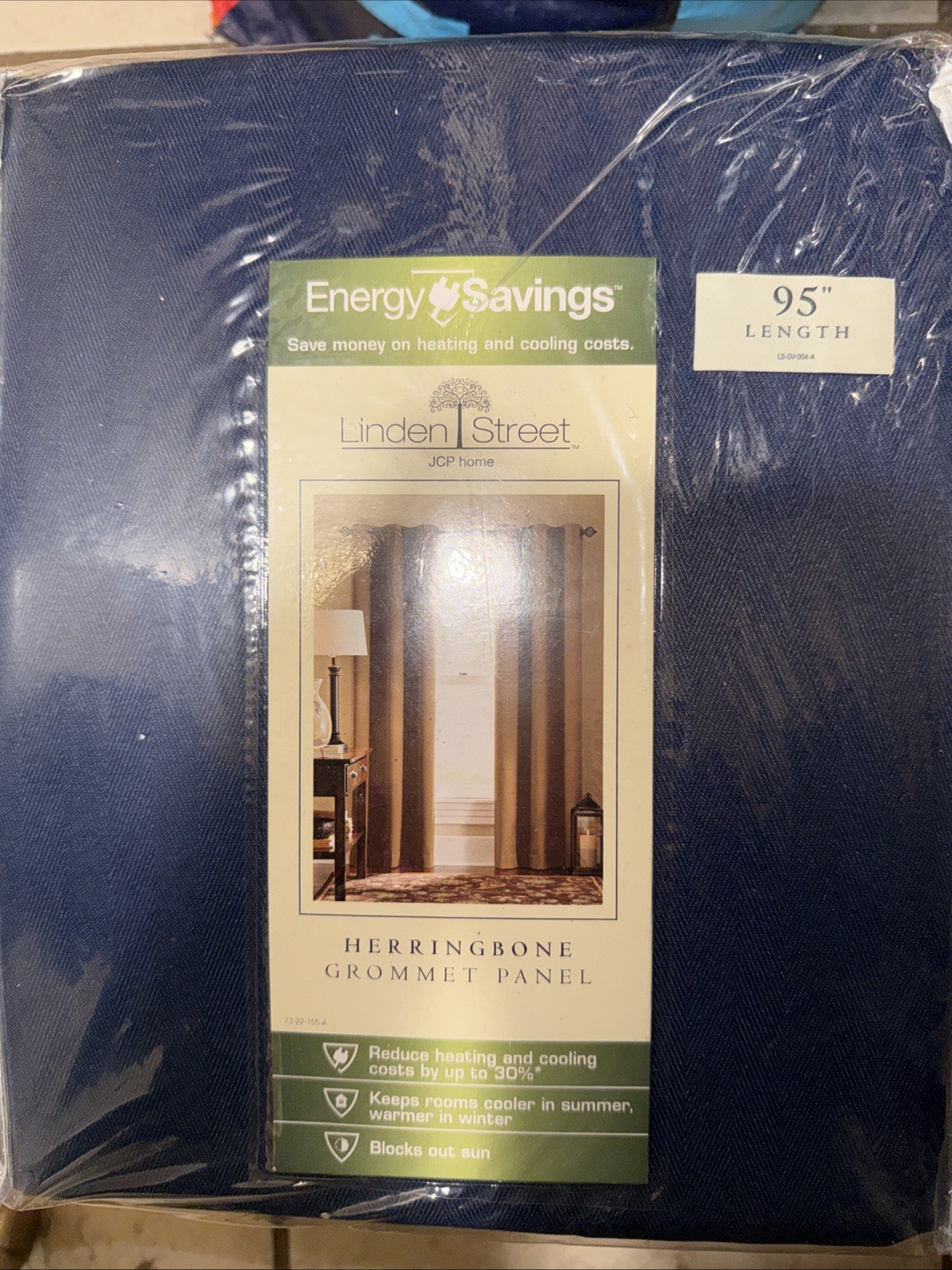 Linden Street 40×95 Energy Saving Herringbone Grommet Panel Blue