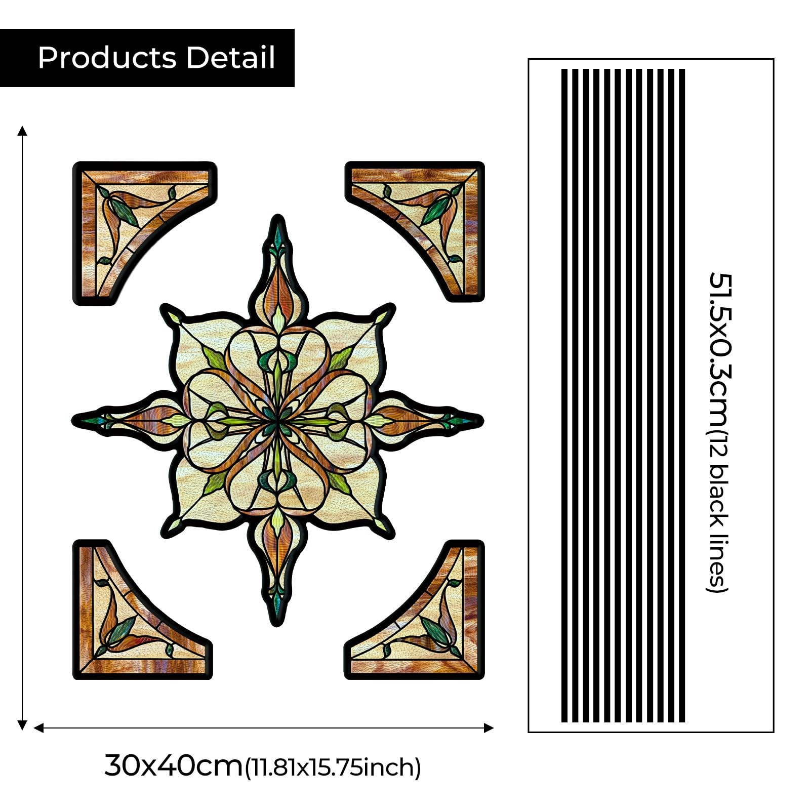 Window Stickers, ‌Stained Glass Window Privacy Film, UV Blocking Static Cling…