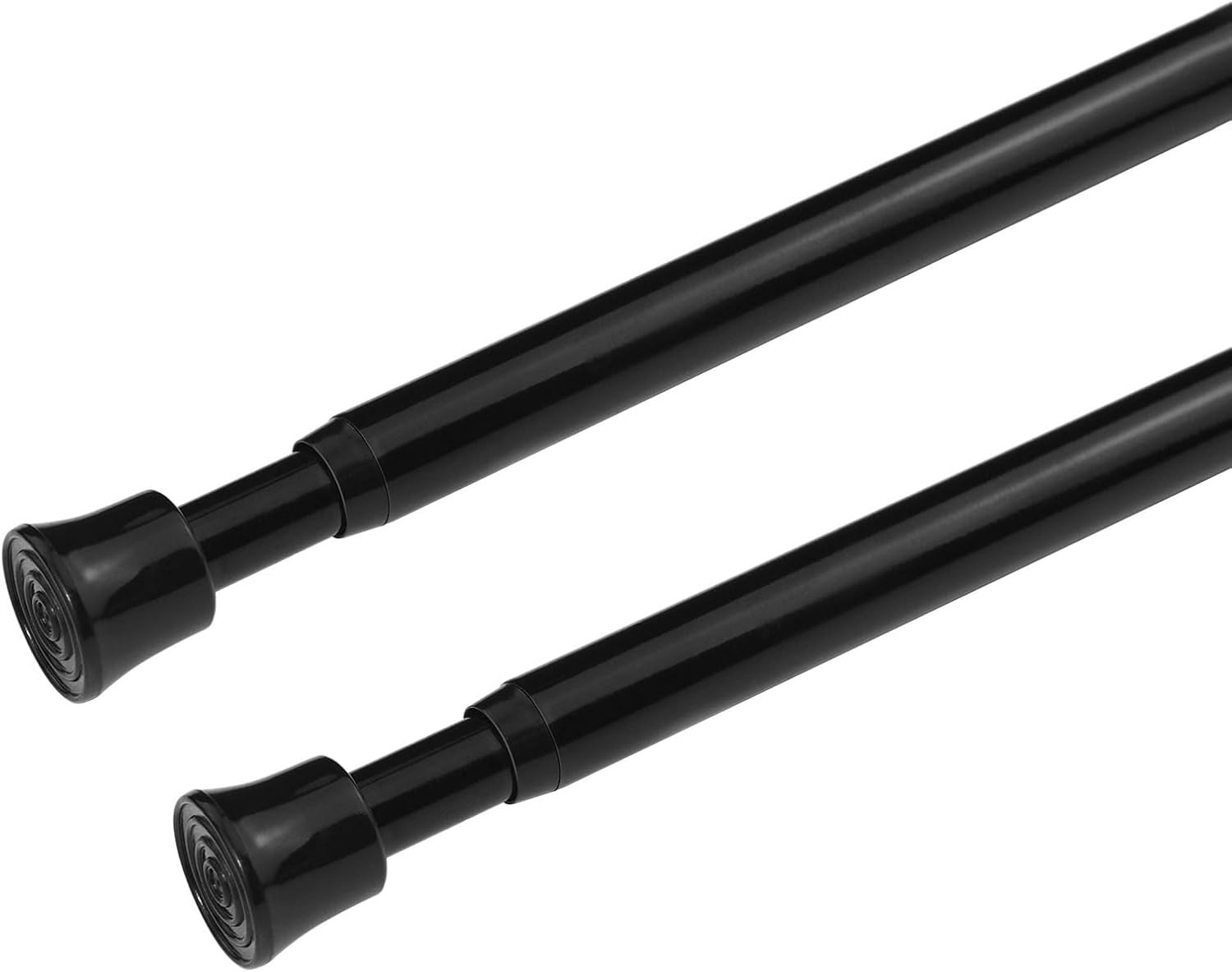 2Pcs Tension Curtain Rod Adjustable 28-40 Inch, 28 to 40 Inch Black-2 Pack